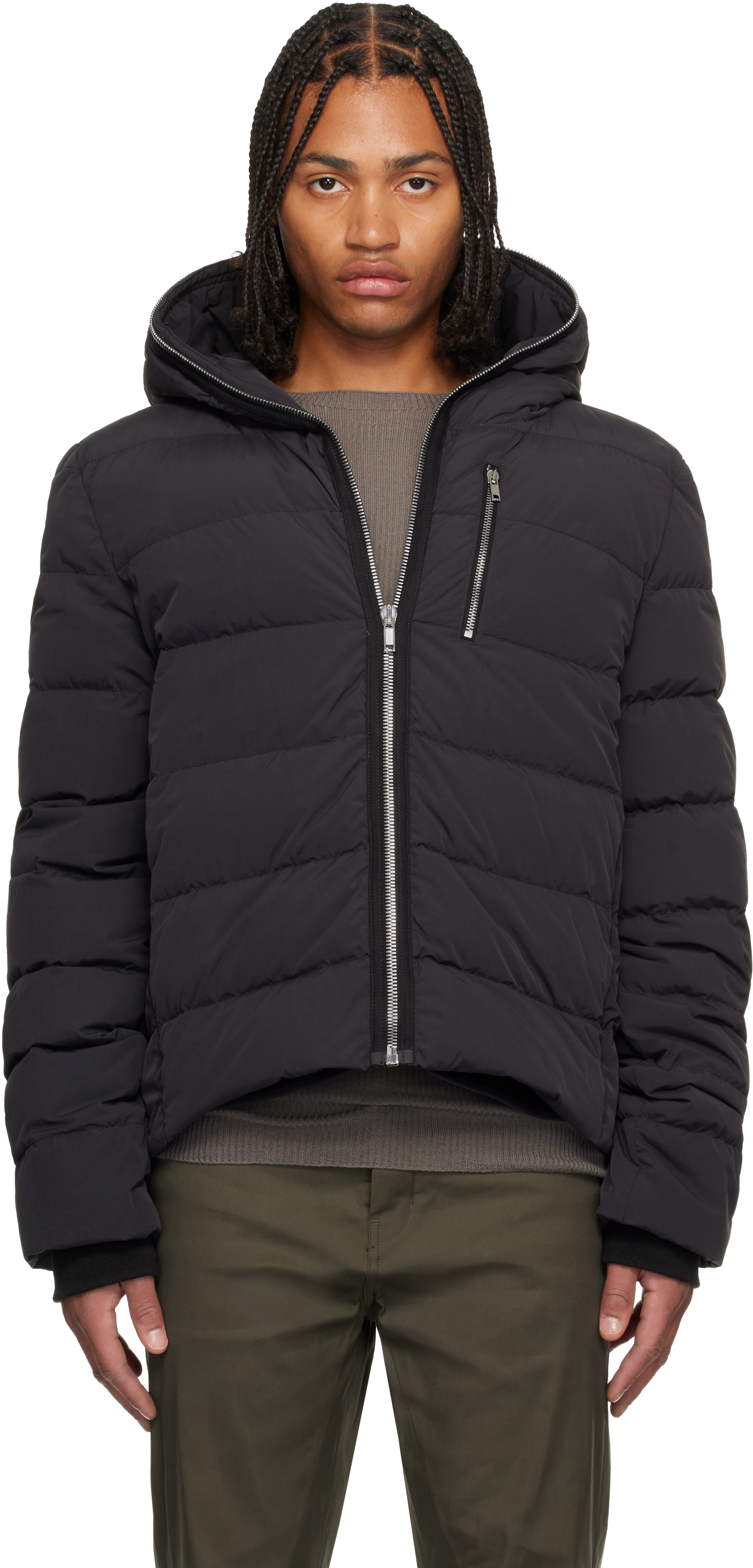 Black Concordians Quilted Down Jacket by Rick Owens on Sale