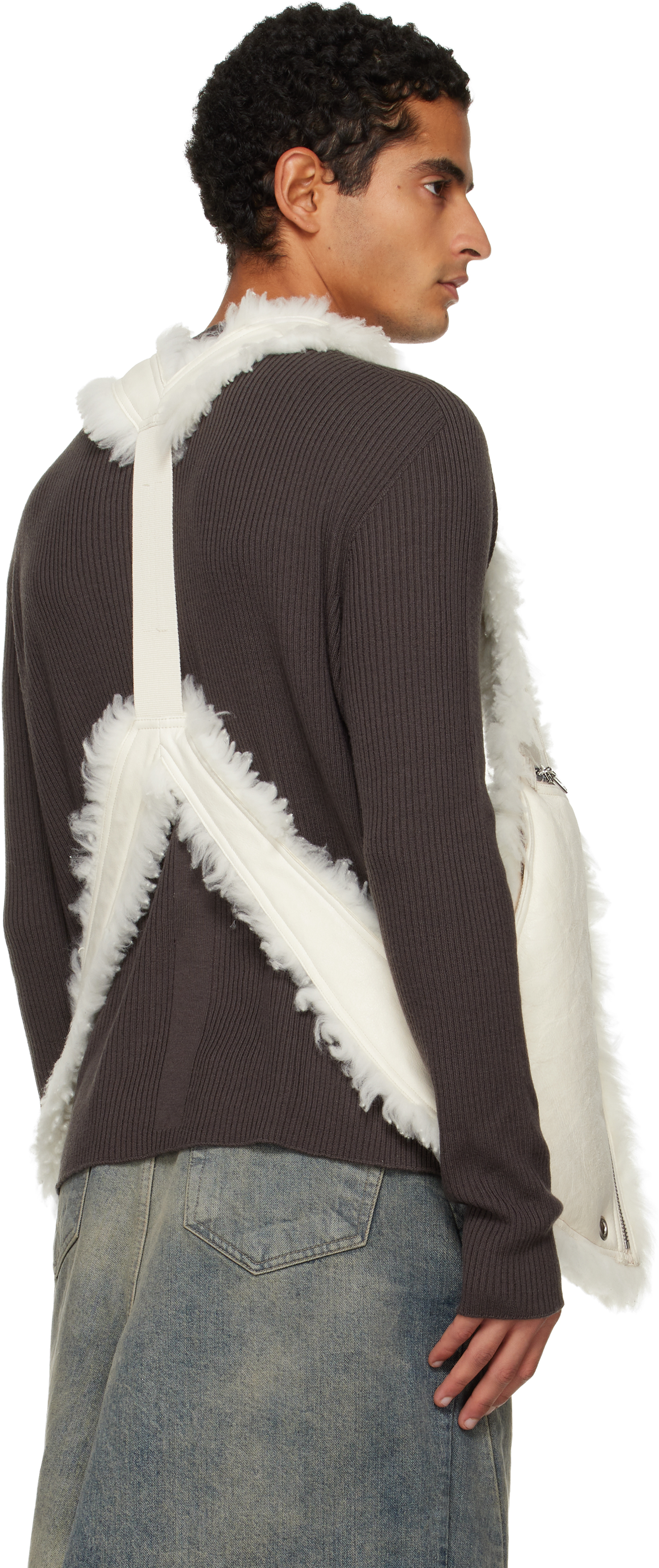 Rick Owens Off-white Concordians Bauhaus Shearling Vest In Brown