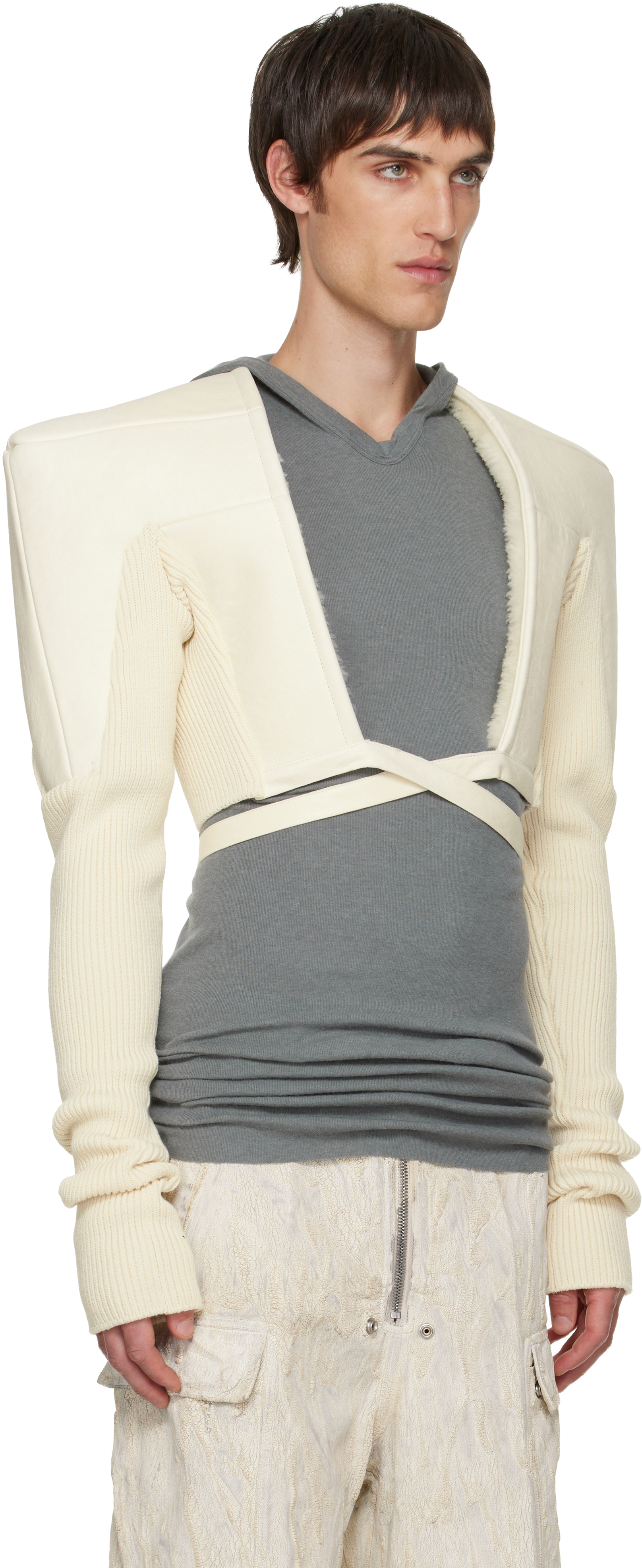 Rick Owens Off-white Concordians Tight Shearling Jacket In Neutral