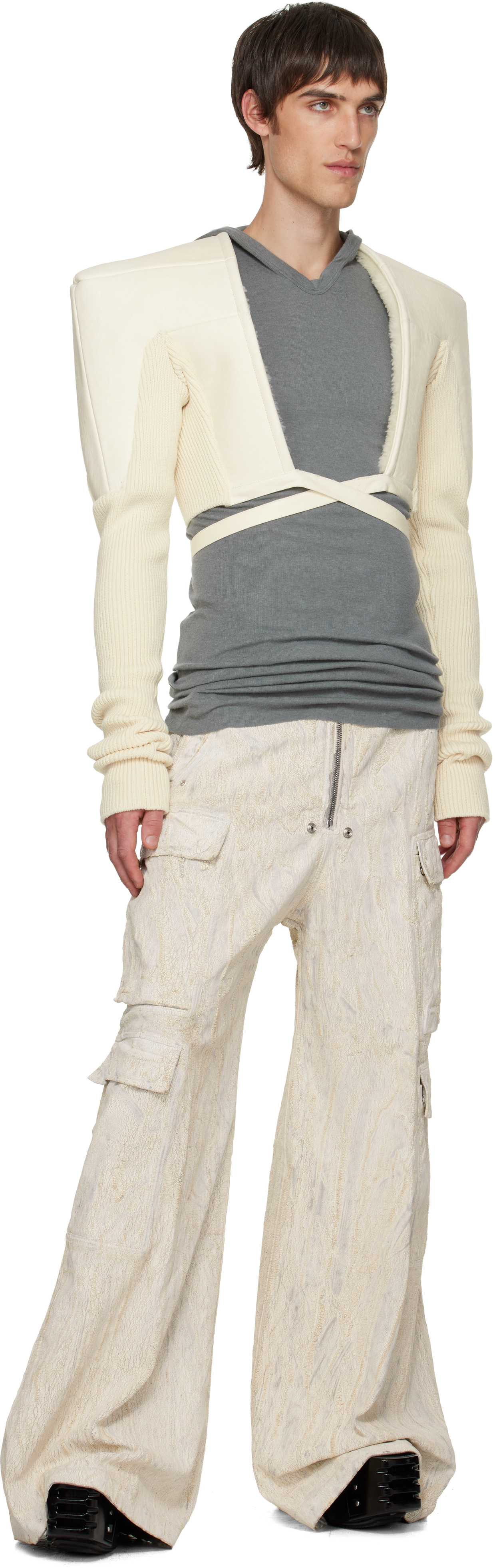 Rick Owens Off-white Concordians Tight Shearling Jacket In Neutral