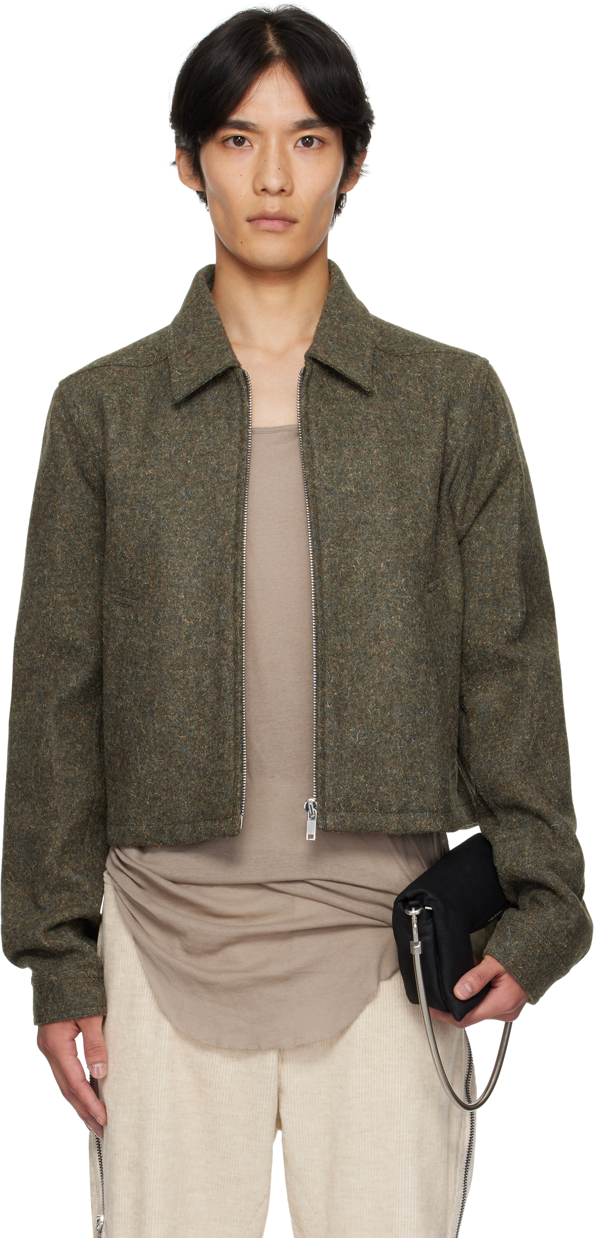 Rick Owens Khaki Concordians Alice Brad Jacket In Green