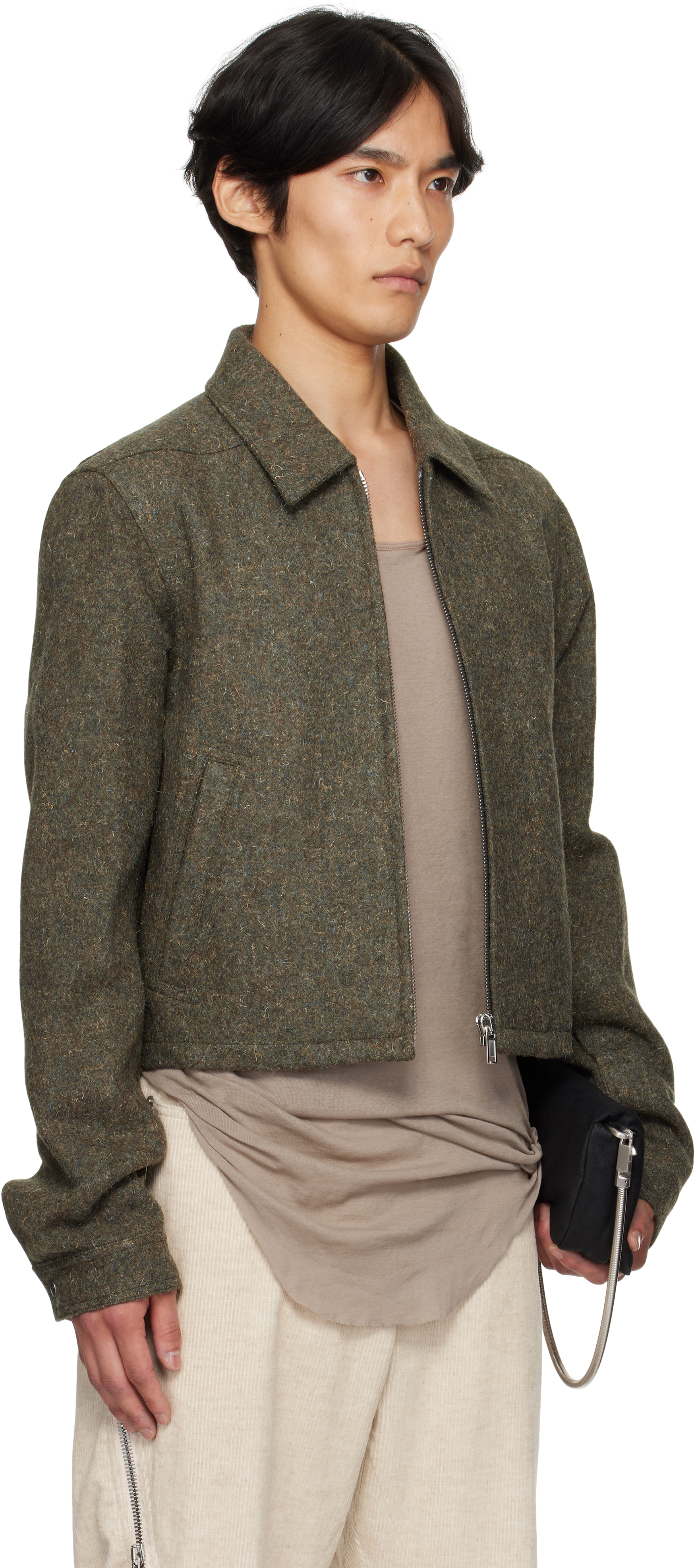 Rick Owens Khaki Concordians Alice Brad Jacket In Green