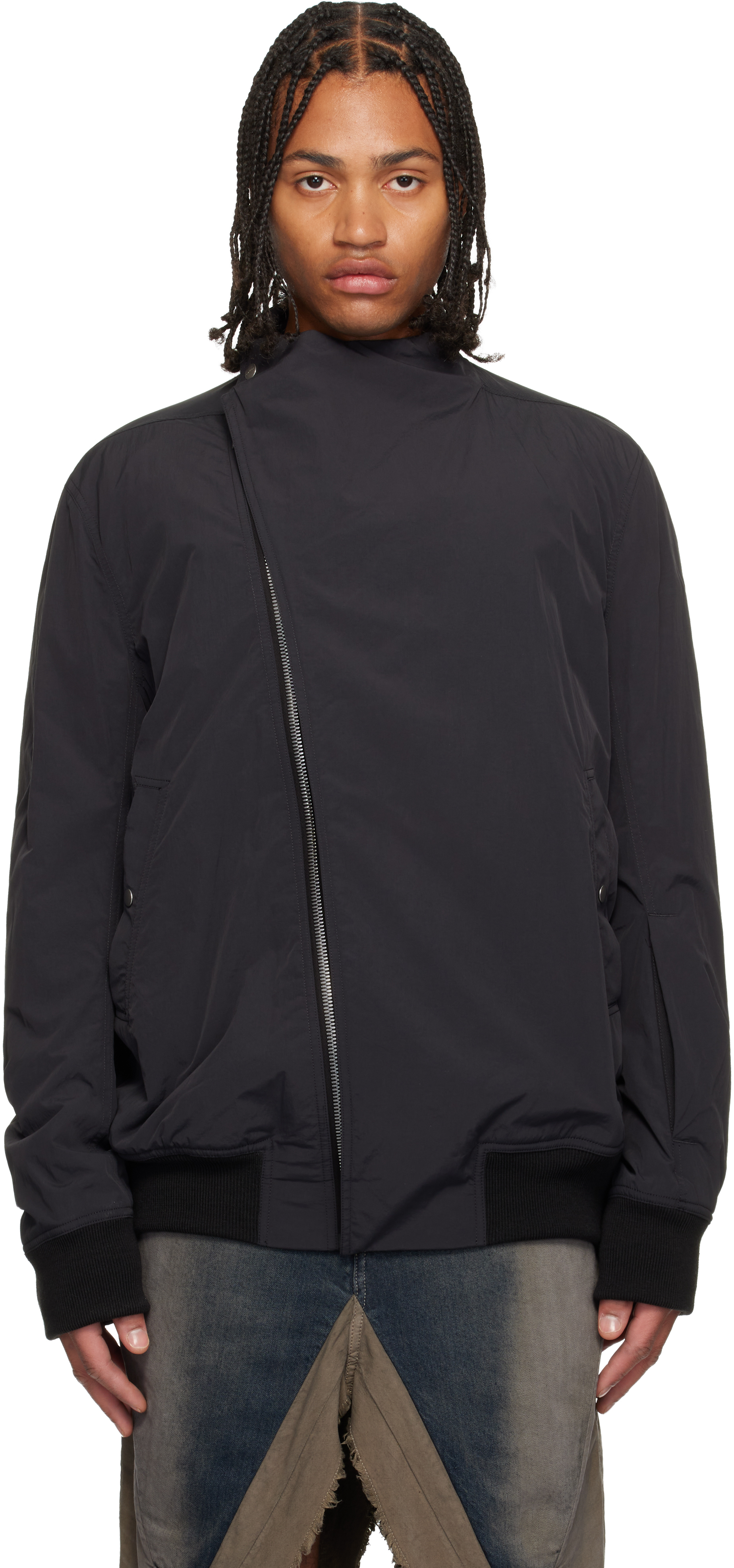 Black Concordians Hollywood Flight Jacket by Rick Owens on Sale