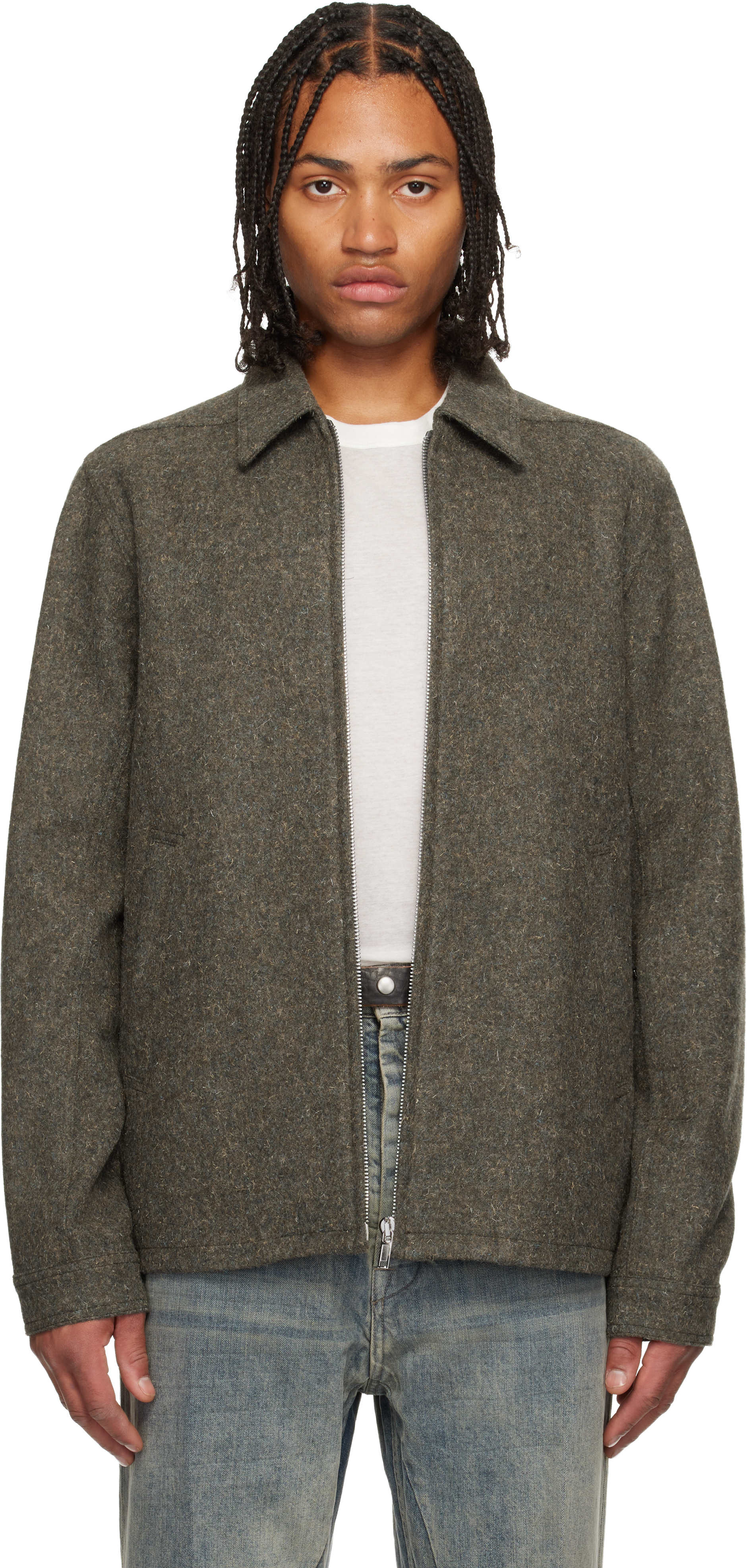 Rick Owens Khaki Concordians Brad Jacket In Gray