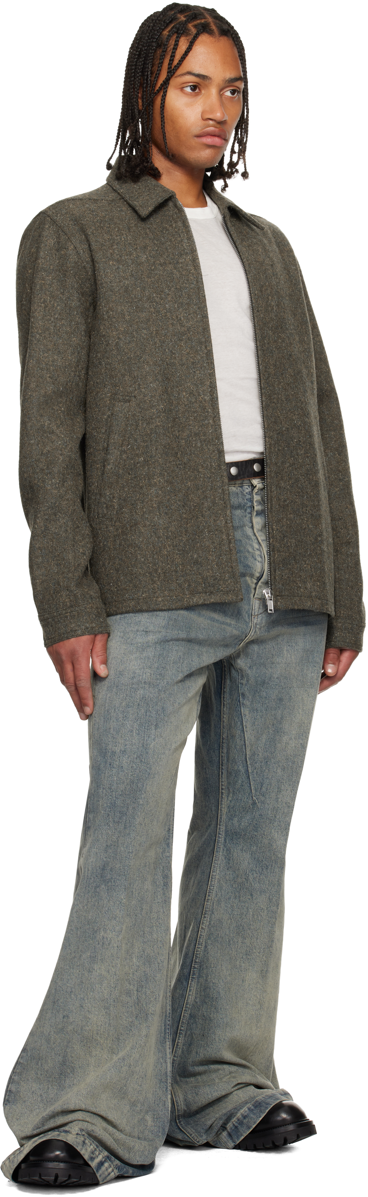 Rick Owens Khaki Concordians Brad Jacket In Gray