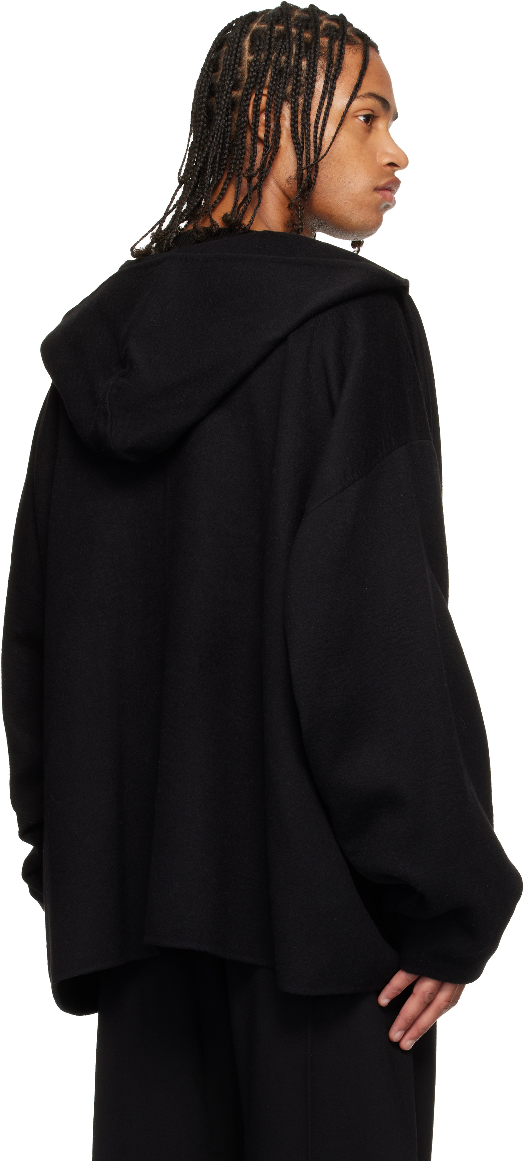 Rick Owens Black Concordians Ls Hip Kaftan Coat In Black