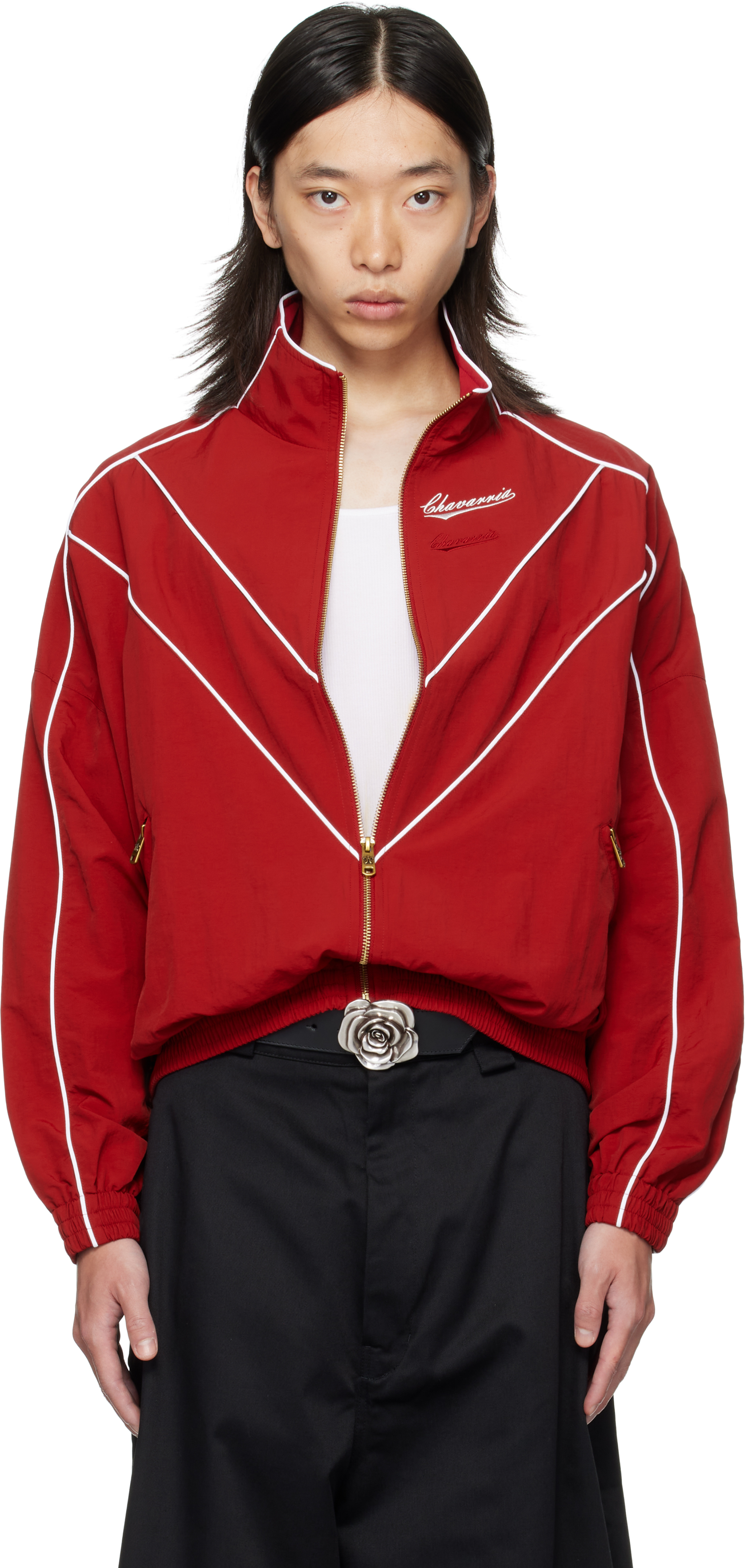 WILLY CHAVARRIA: Red Zip Bad Boy Track Jacket | SSENSE