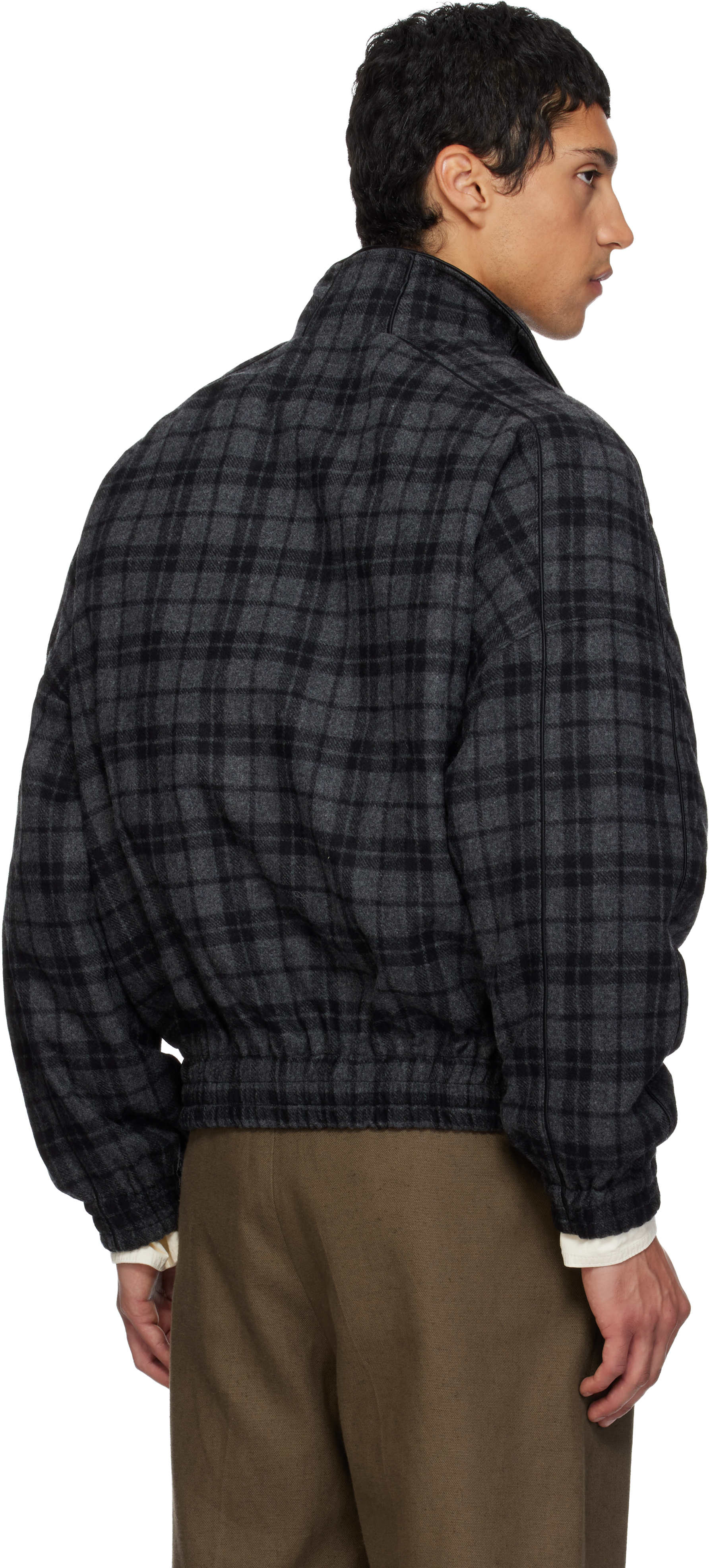 Willy Chavarria Ruff Rider Logo-embroidered Checked Wool-blend Jacket In Black