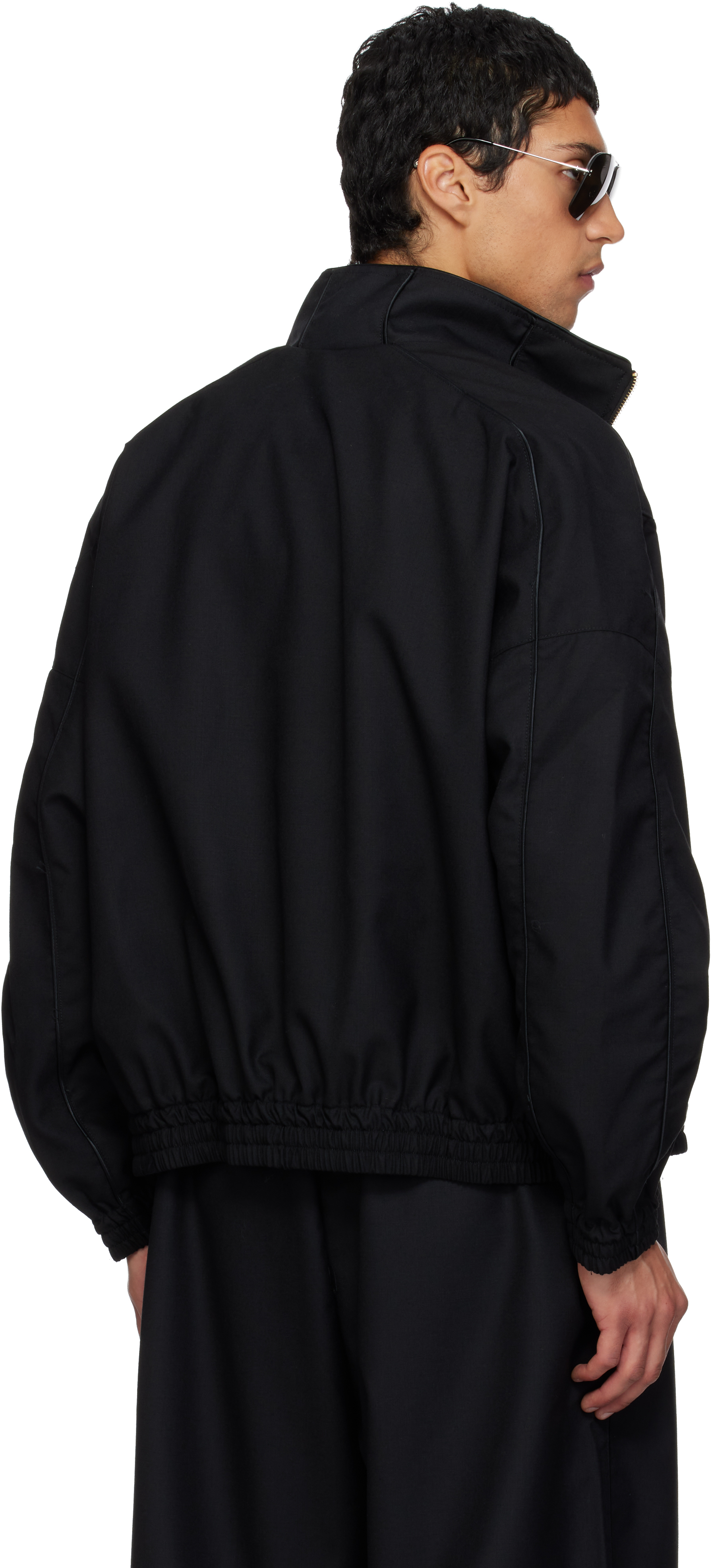 Willy Chavarria Ruff Rider Logo-embroidered Wool Bomber Jacket In Black