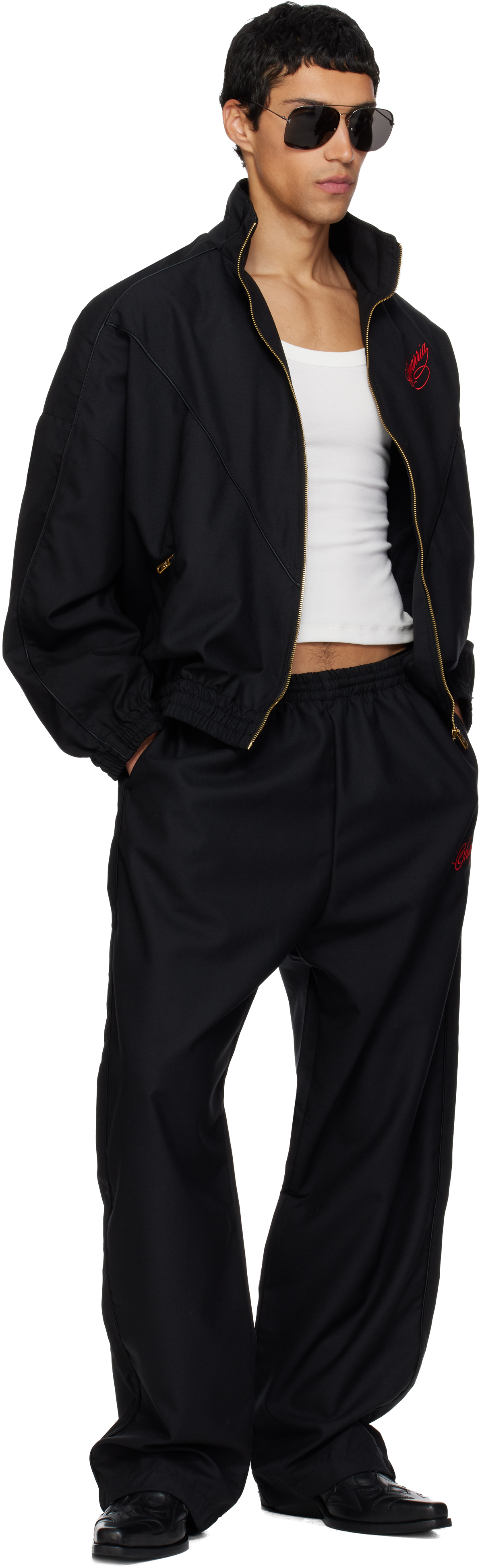 Willy Chavarria Ruff Rider Logo-embroidered Wool Bomber Jacket In Black