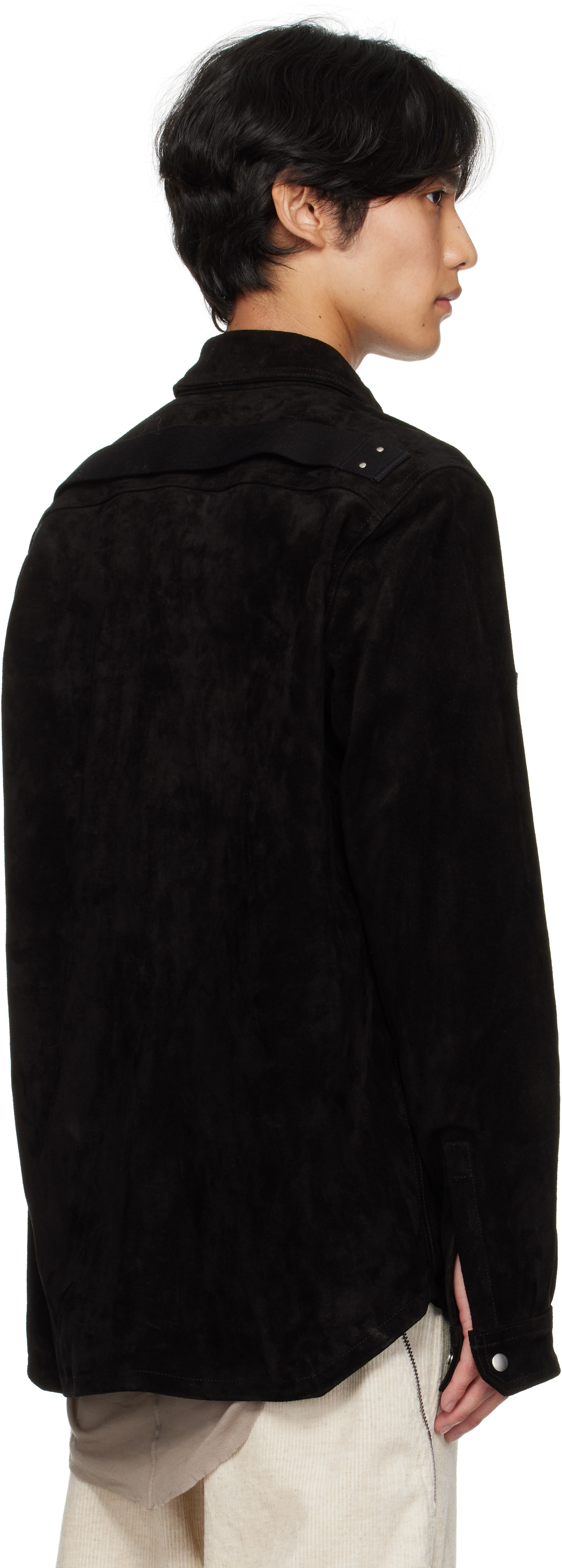 Rick Owens Black Concordians Outershirt Suede Jacket In Black