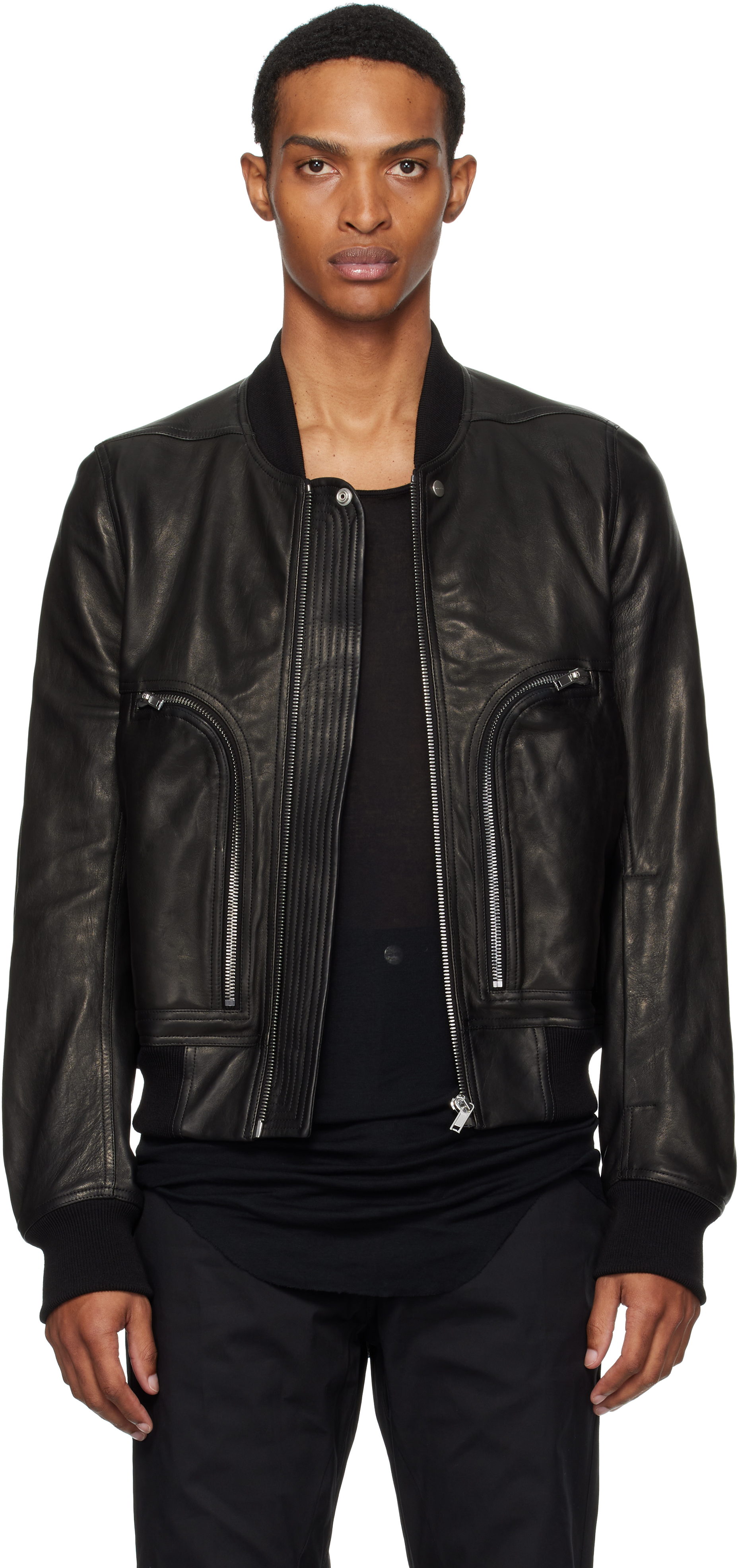 Black Concordians Bauhaus Flight Leather Bomber Jacket