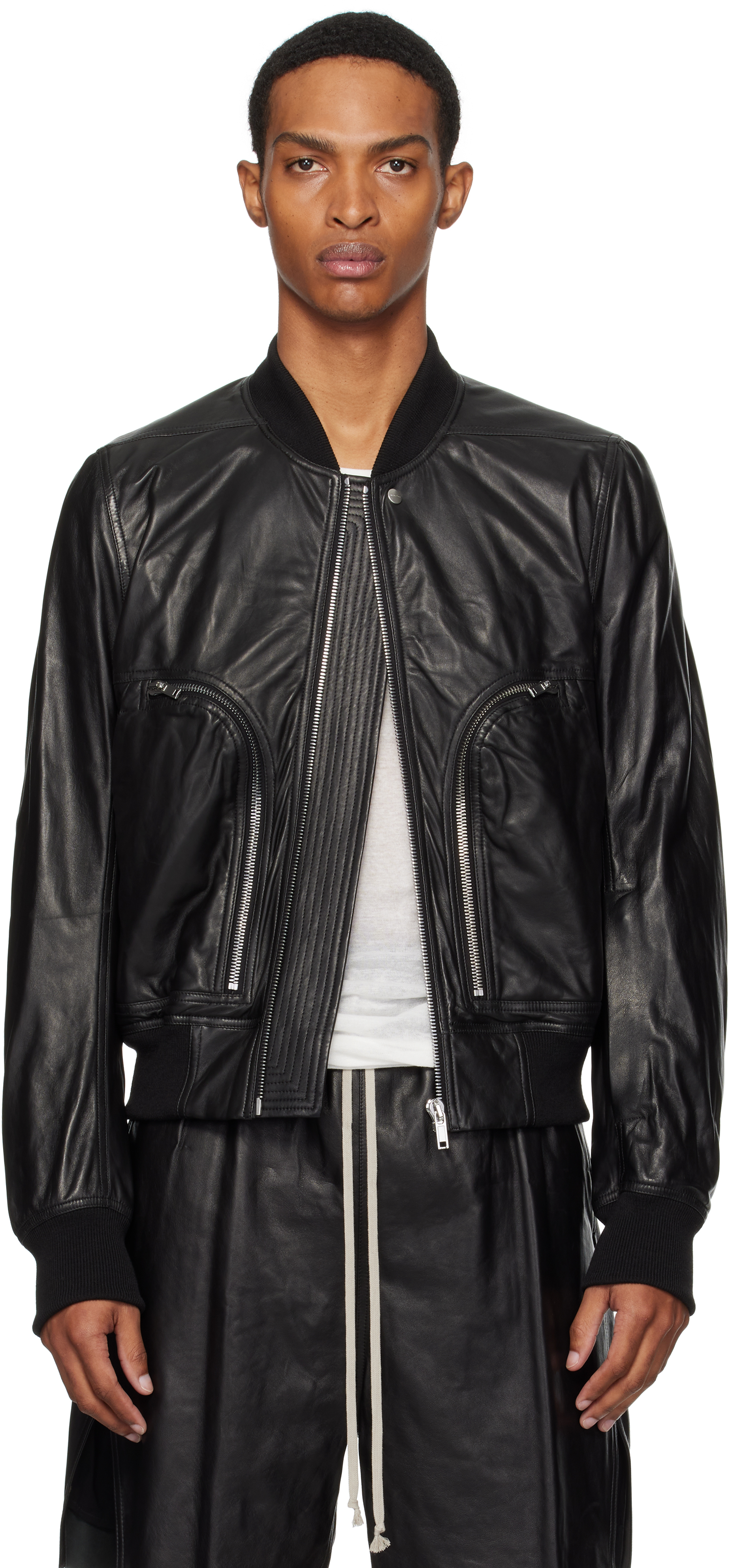 Black Concordians Bauhaus Flight Leather Bomber Jacket