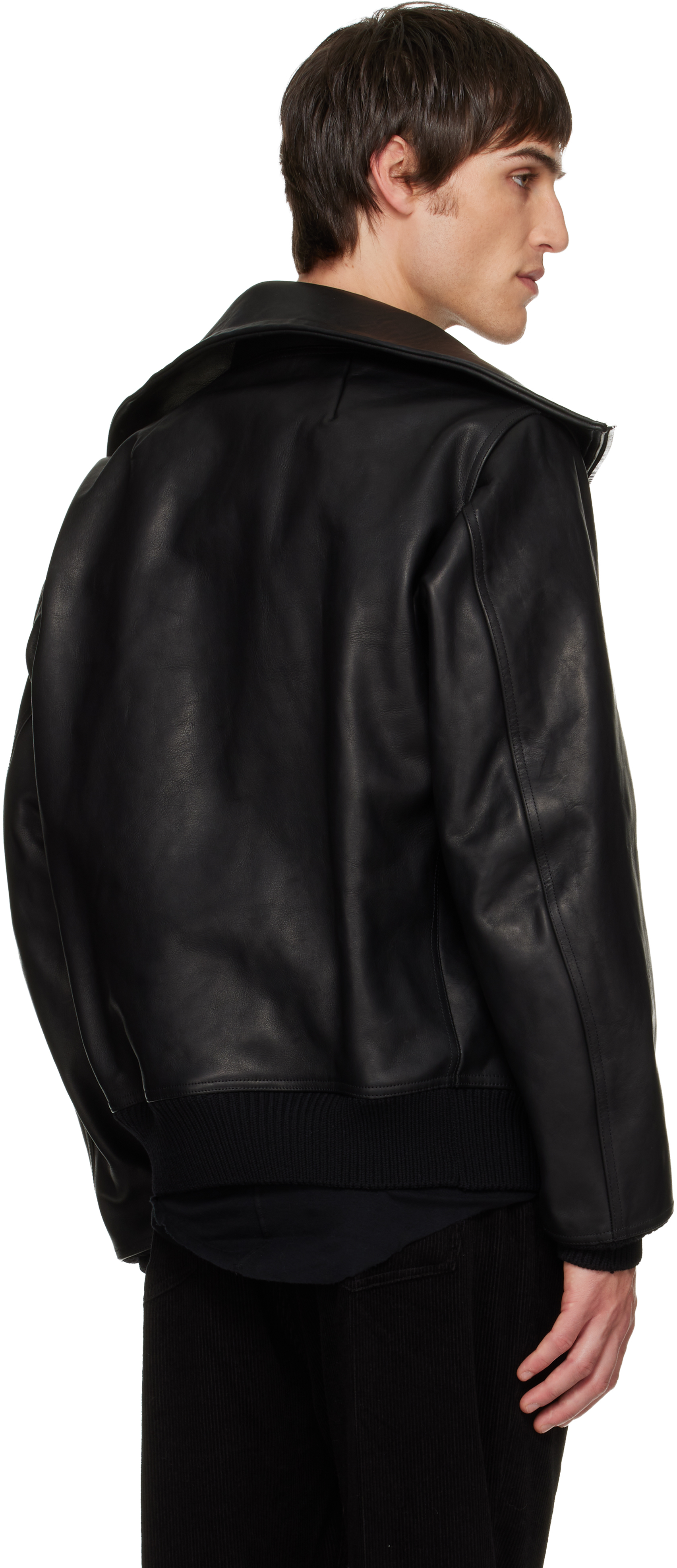 Rick Owens Black Concordians Blixa Dracucollar Leather Jacket In Black