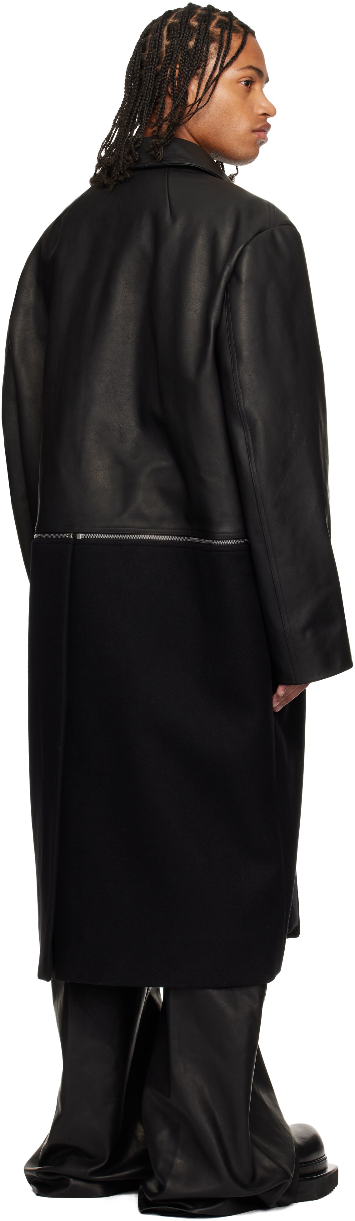 Rick Owens Black Concordians Blixa Jumbo Mac Leather Coat In Black