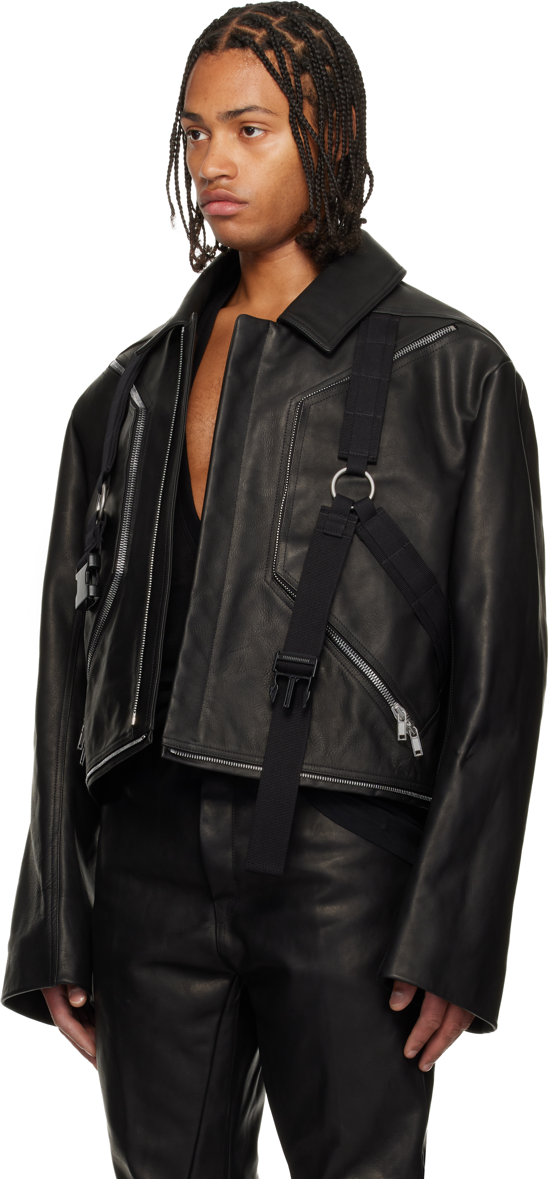 Rick Owens Black Concordians Blixa Jumbo Mac Leather Coat In Black