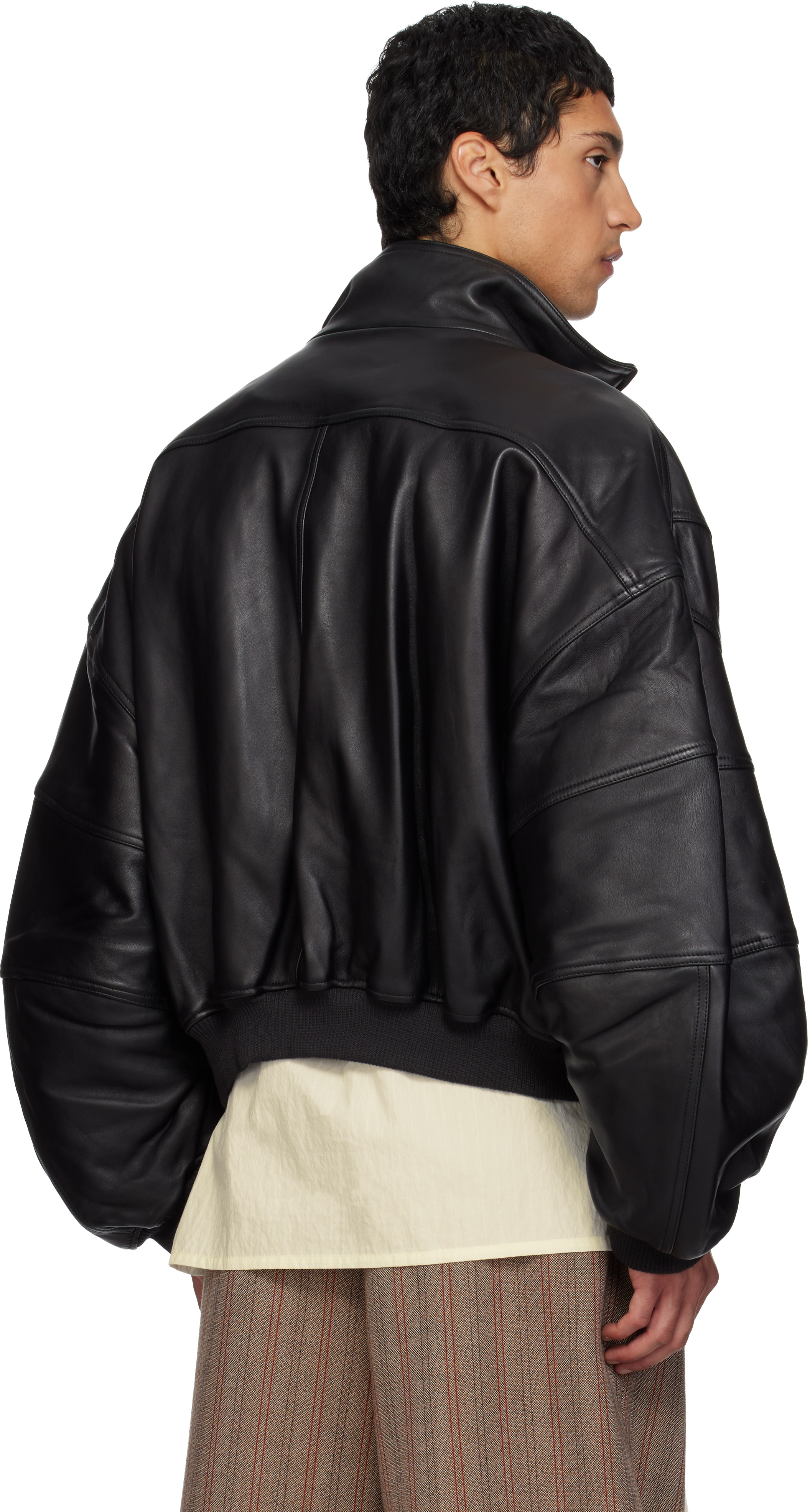 Willy Chavarria Black Ruff Rider Leather Jacket In Black