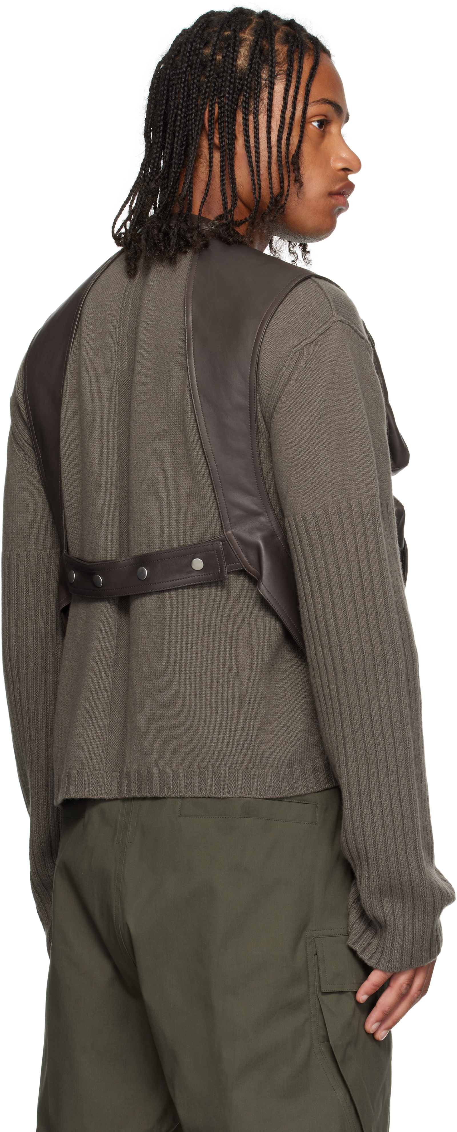Rick Owens Gray Concordians Cargo Vest In Brown