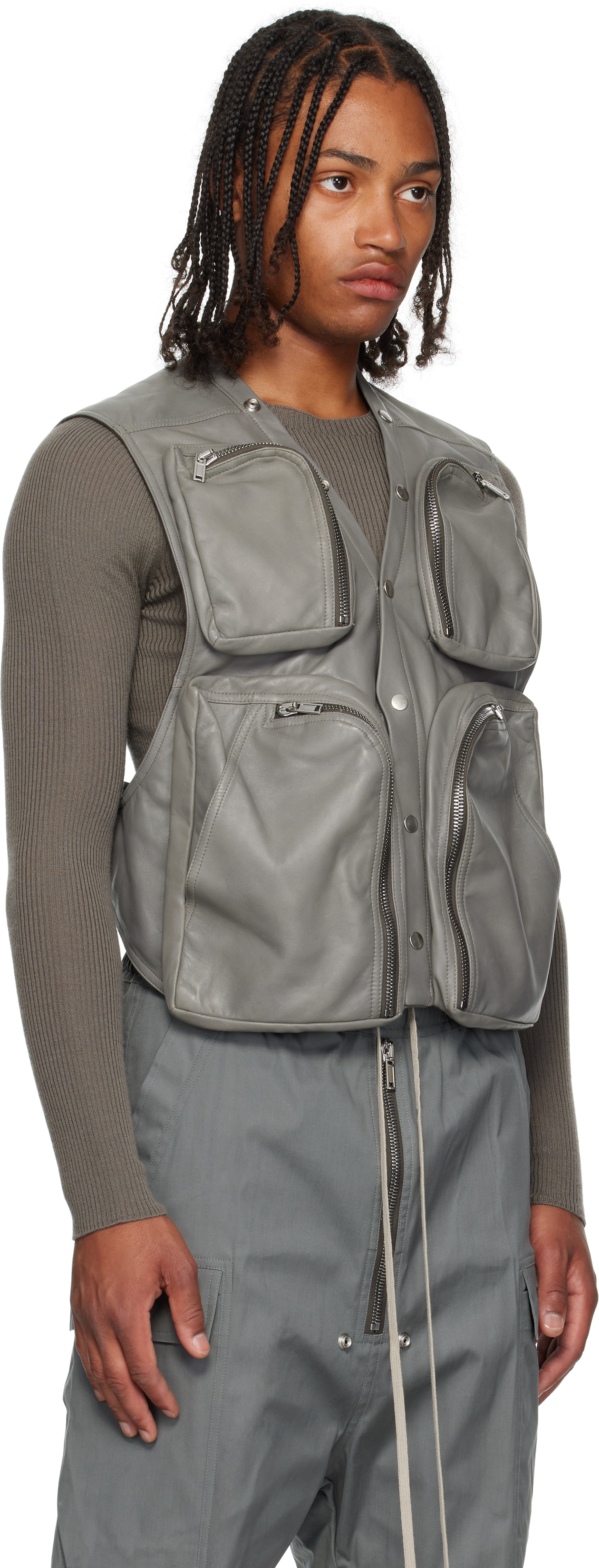 Rick Owens Gray Concordians Cargo Vest