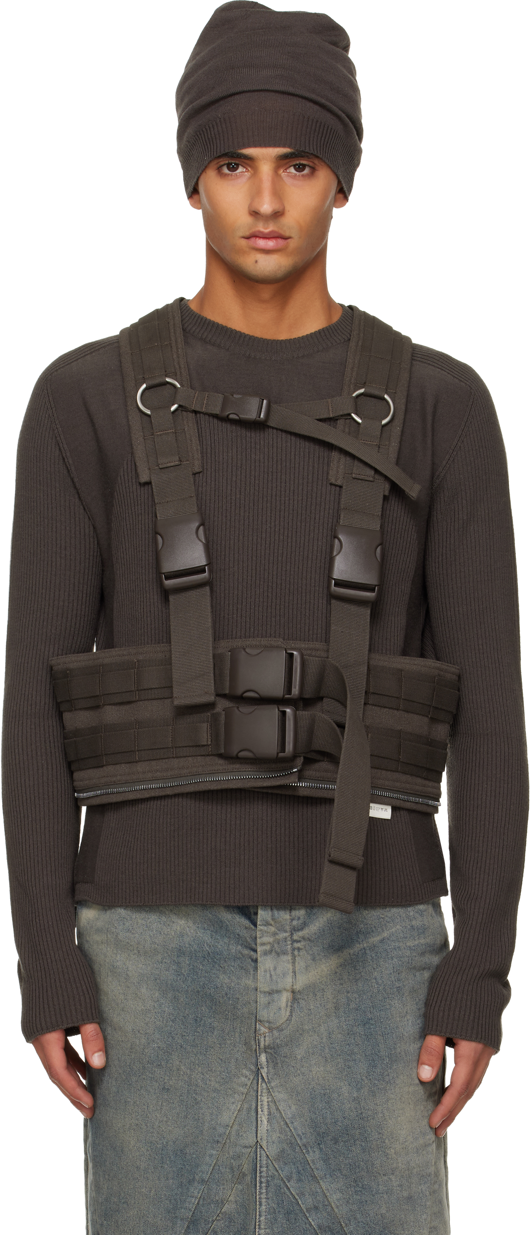 Rick Owens Brown Concordians Harness Vest In Brown
