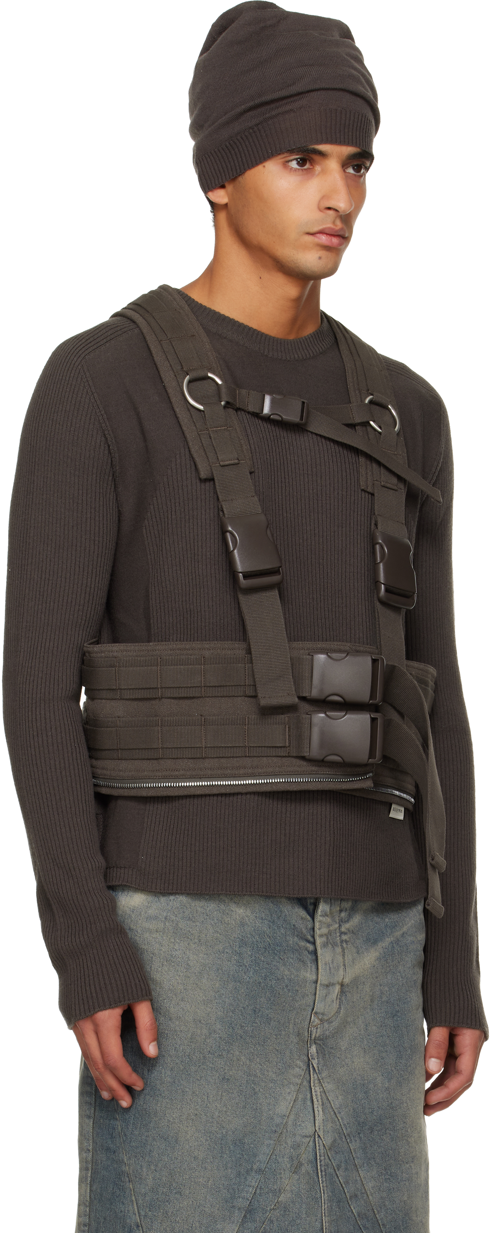 Rick Owens Brown Concordians Harness Vest In Brown