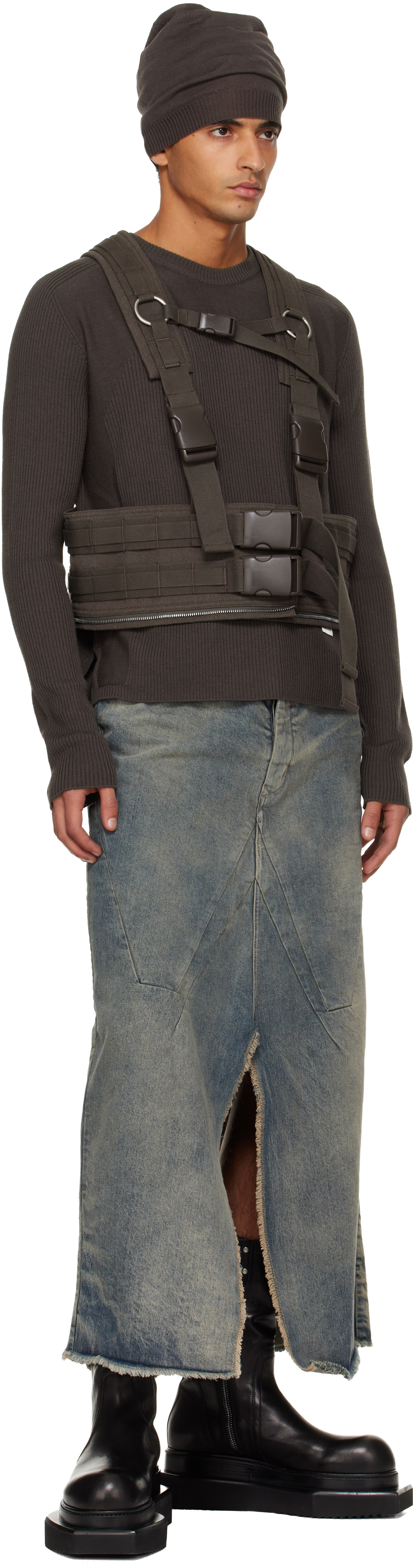 Rick Owens Brown Concordians Harness Vest In Brown