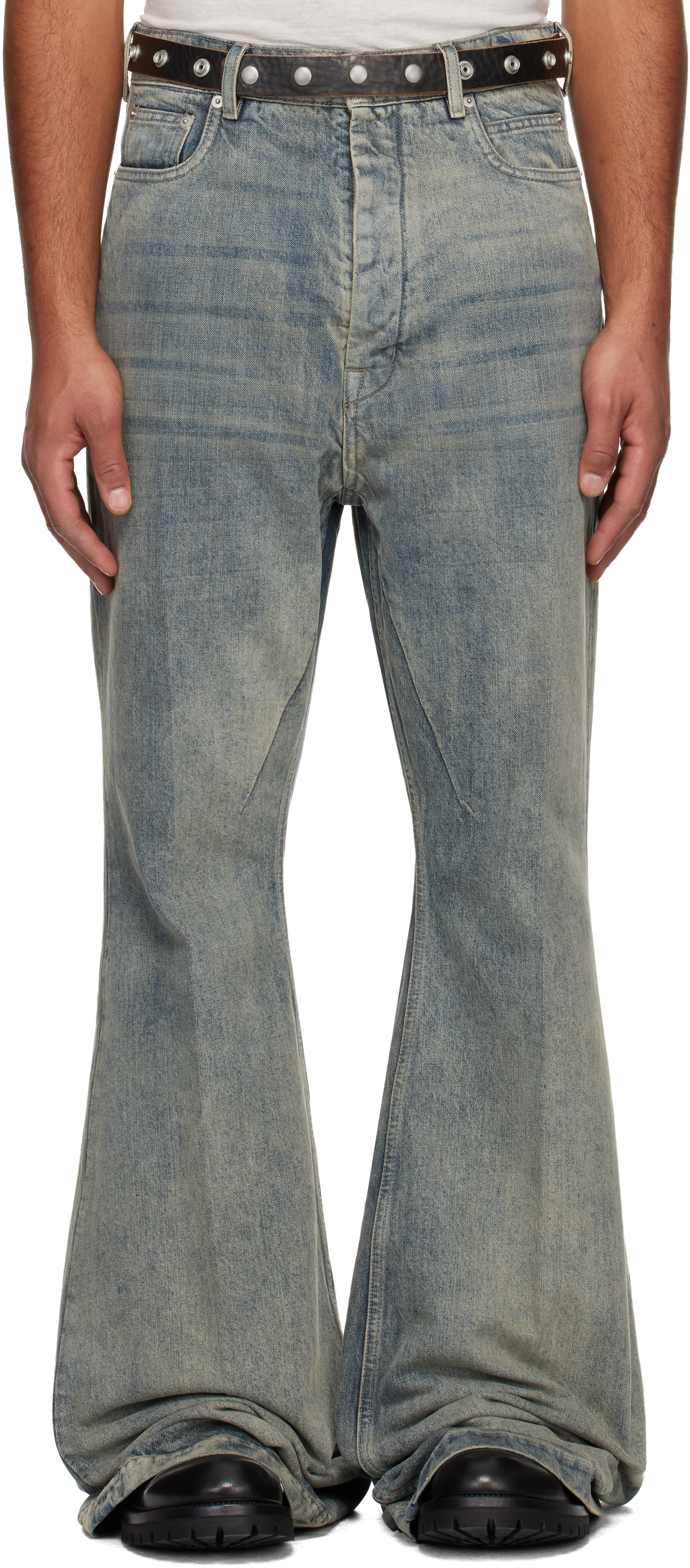 Gray Concordians Bolan Jeans by Rick Owens on Sale