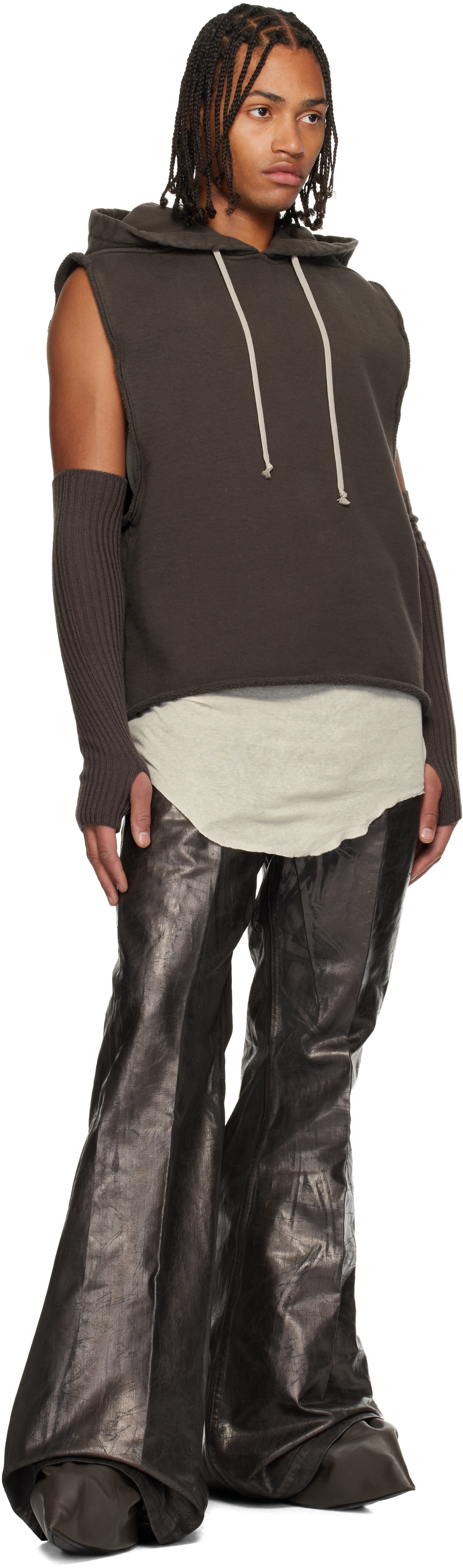 Rick Owens Concordians Bolans Flared Jeans In Brown