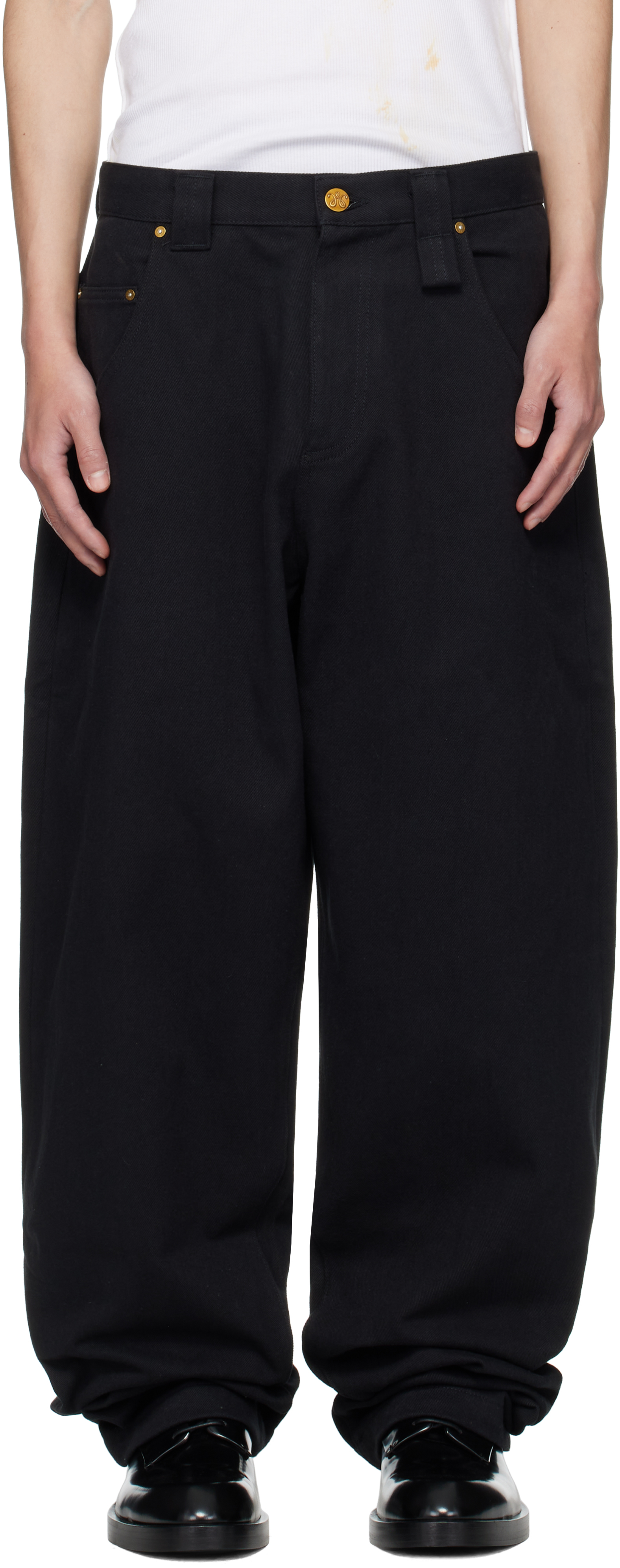 Willy Chavarria Black Tapered Bad Boy Jeans In Black