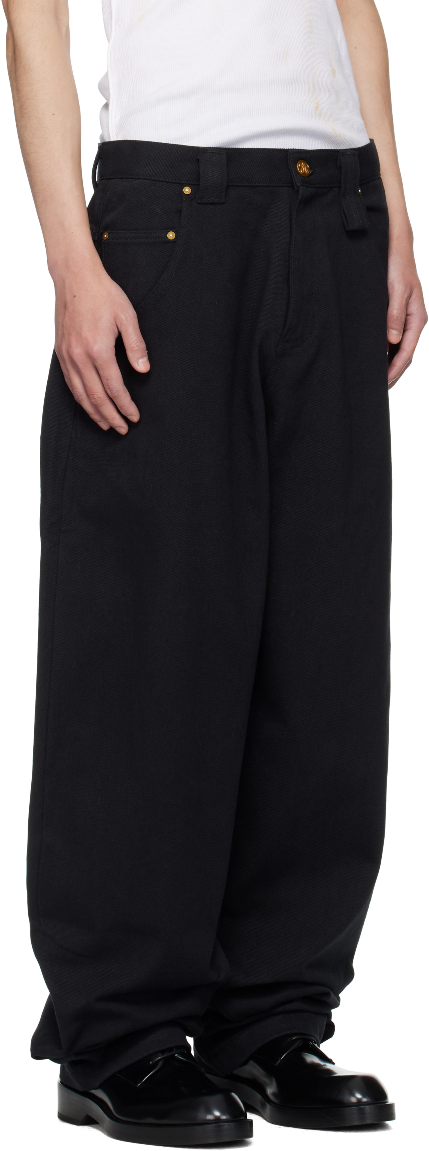 Willy Chavarria Black Tapered Bad Boy Jeans In Black