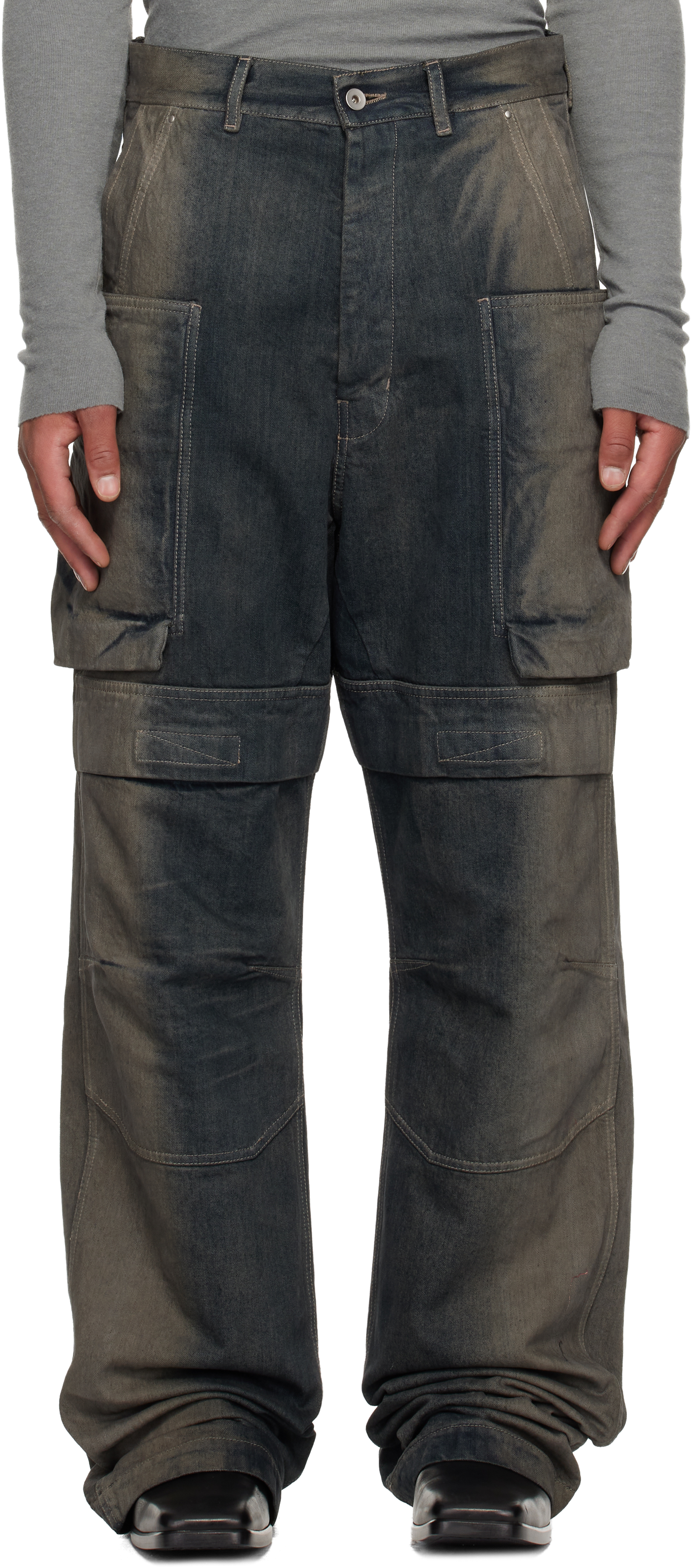 Gray Concordians Stefan Cargo Pants by Rick Owens on Sale