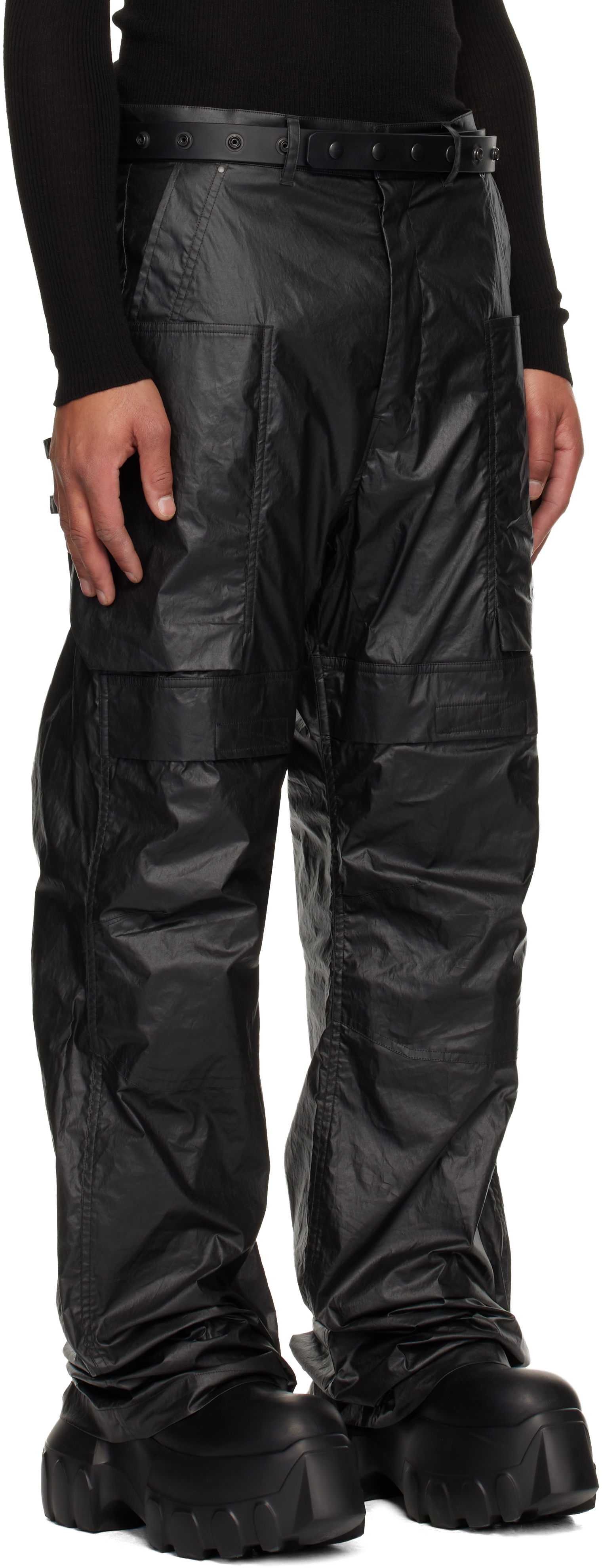 Rick Owens Black Concordians Stefan Cargo Pants In Black