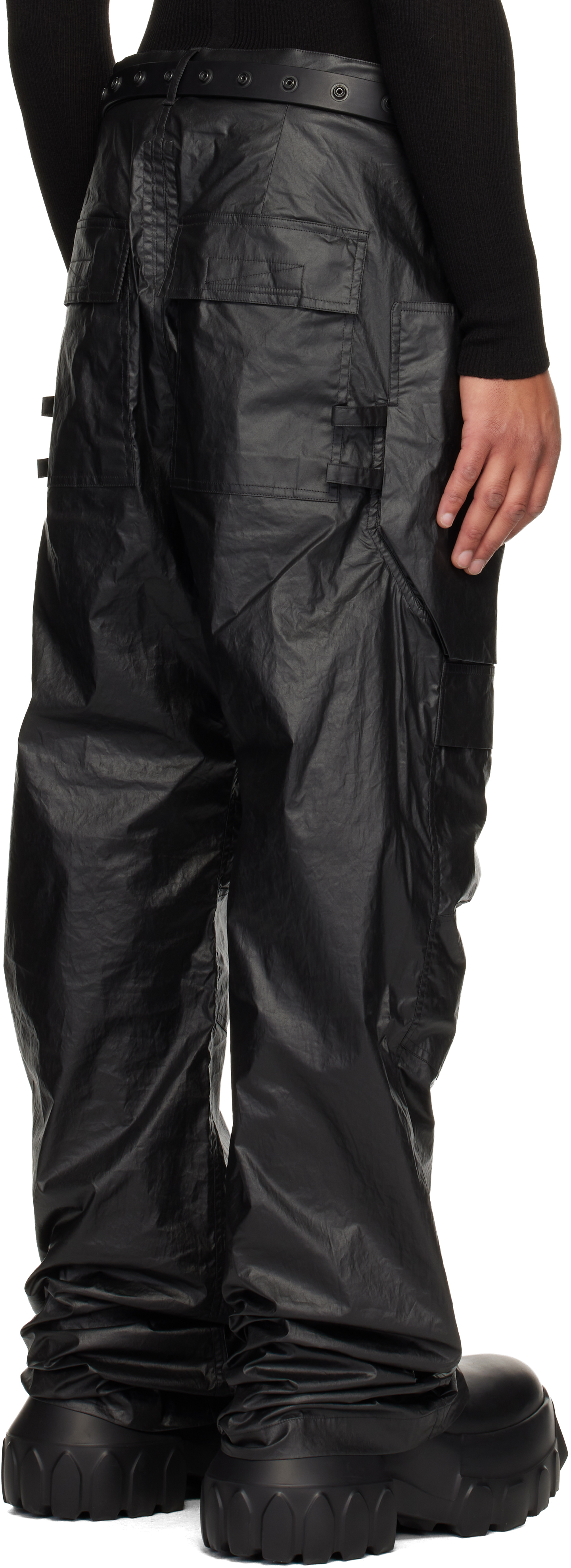 Rick Owens Black Concordians Stefan Cargo Pants In Black
