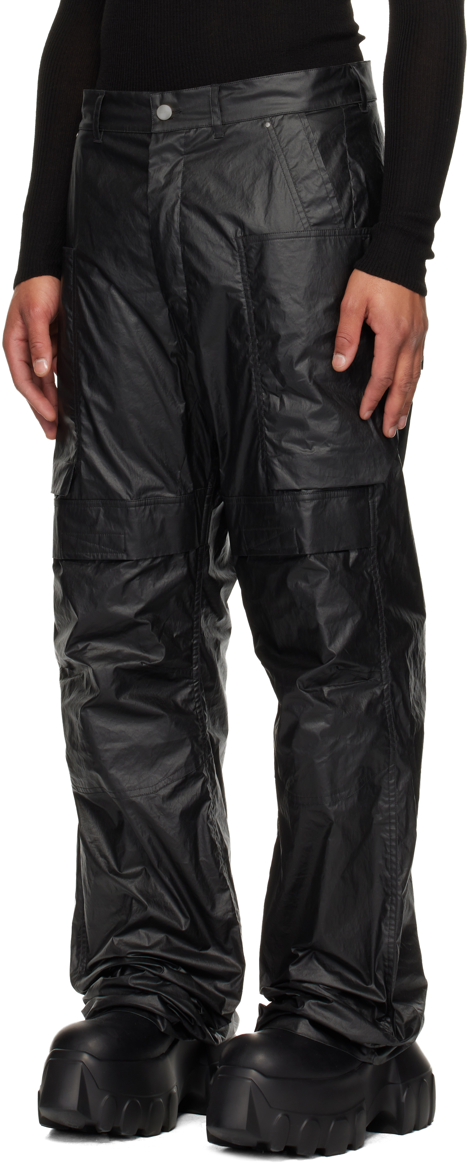 Rick Owens Black Concordians Stefan Cargo Pants In Black