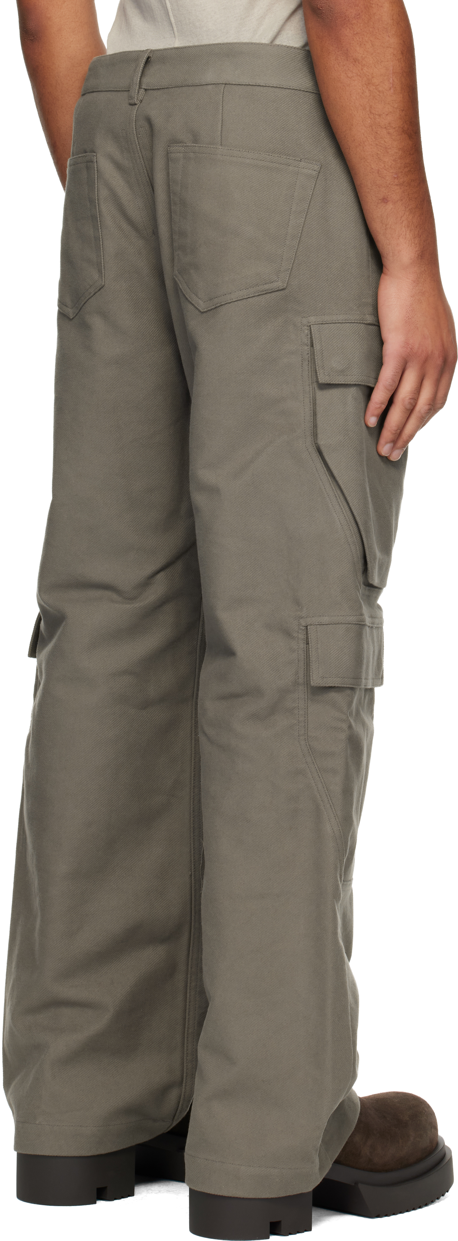 Rick Owens Gray Concordians Double Cargo Pants In Green