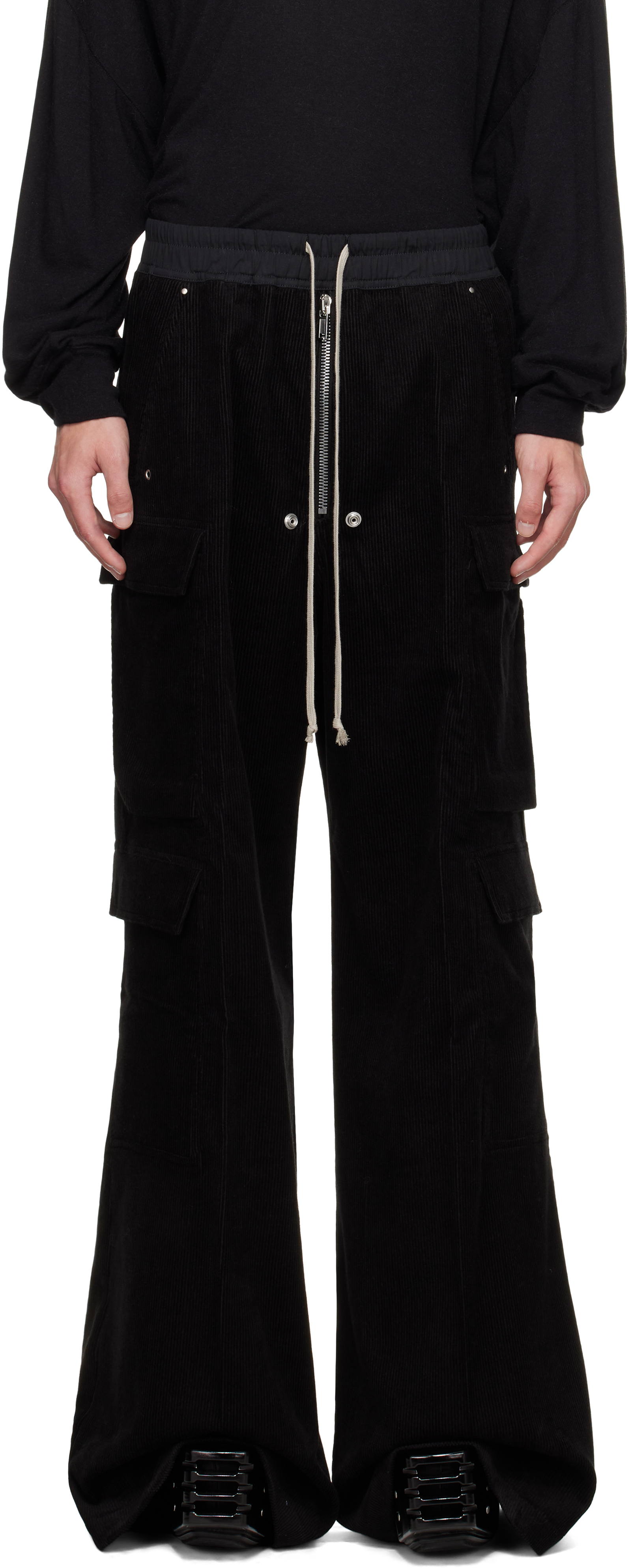 Rick Owens Black Concordians Cargobelas Cargo Pants In Black