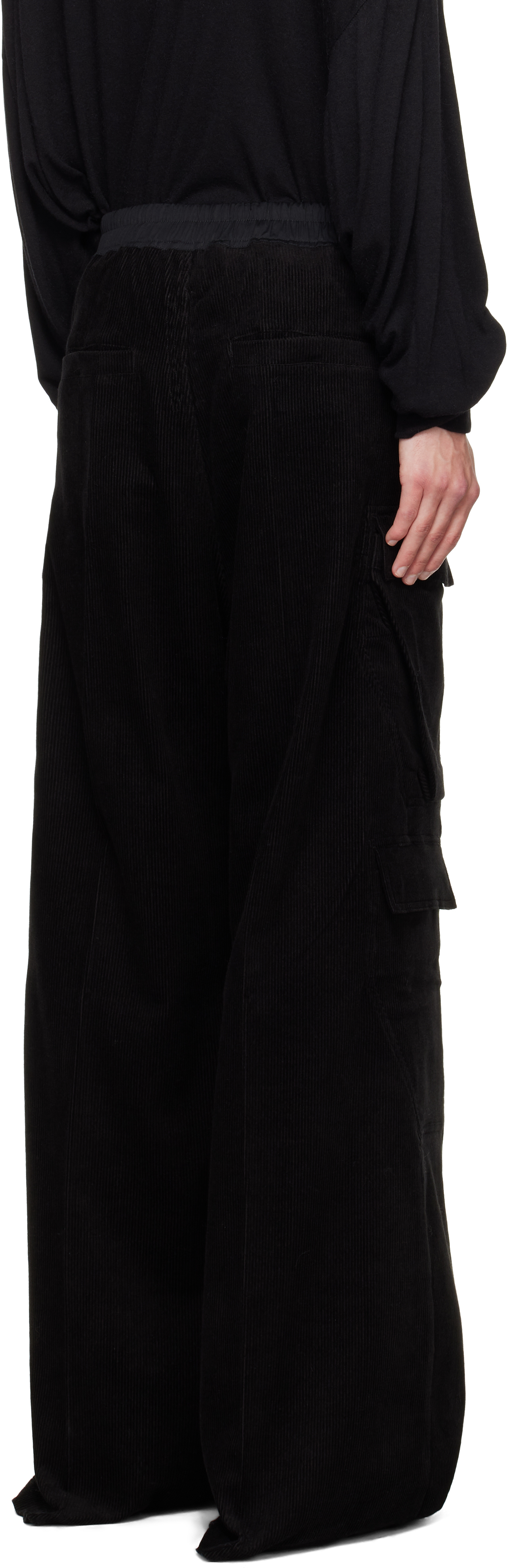 Rick Owens Black Concordians Cargobelas Cargo Pants In Black