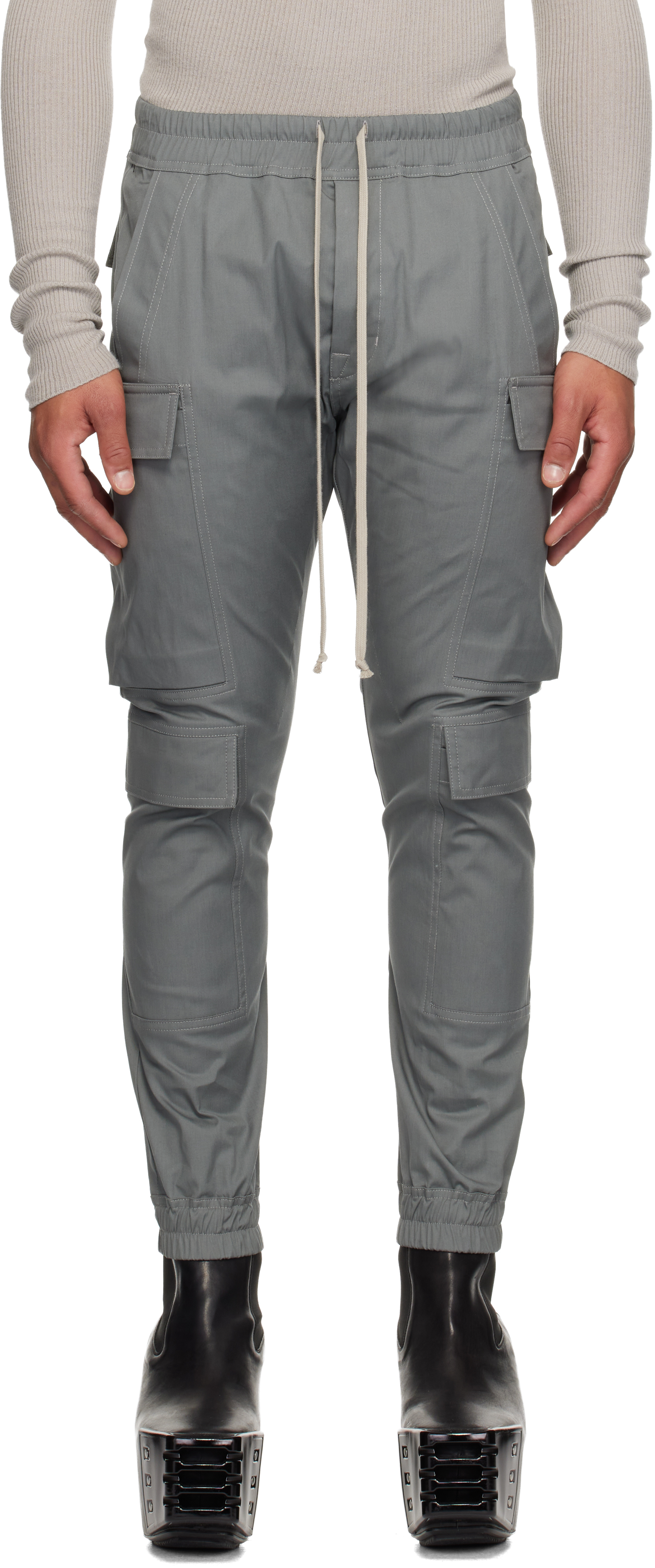 Gray Concordians Mastodon Megacargo Cargo Pants by Rick Owens on Sale