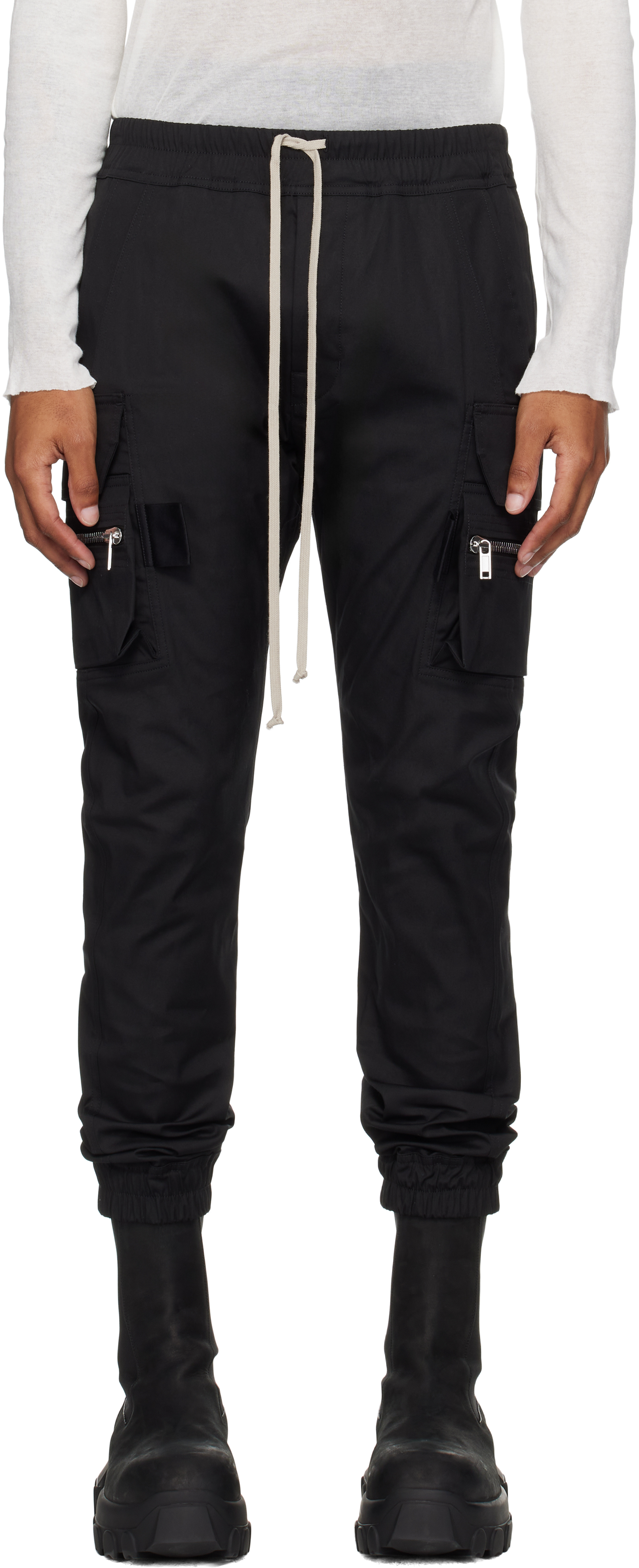 Black Concordians Mastodon Cargo Pants by Rick Owens on Sale