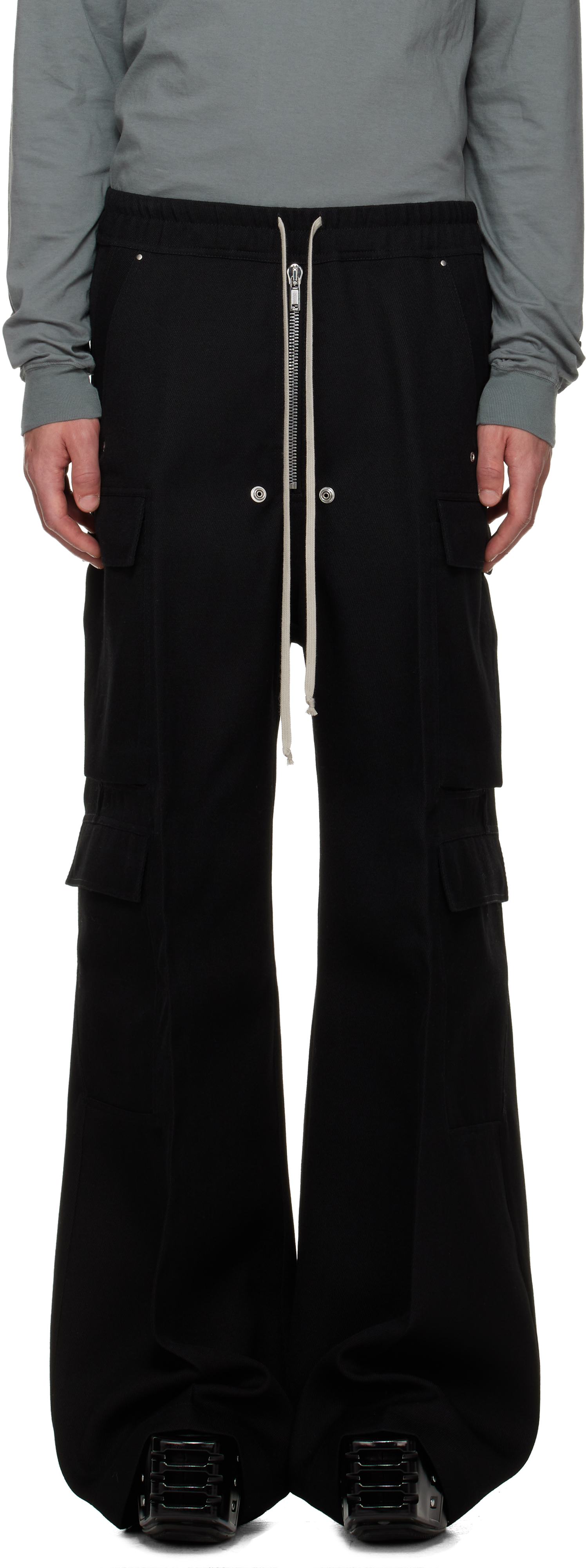 Rick Owens Black Concordians Cargobelas Cargo Pants In Black