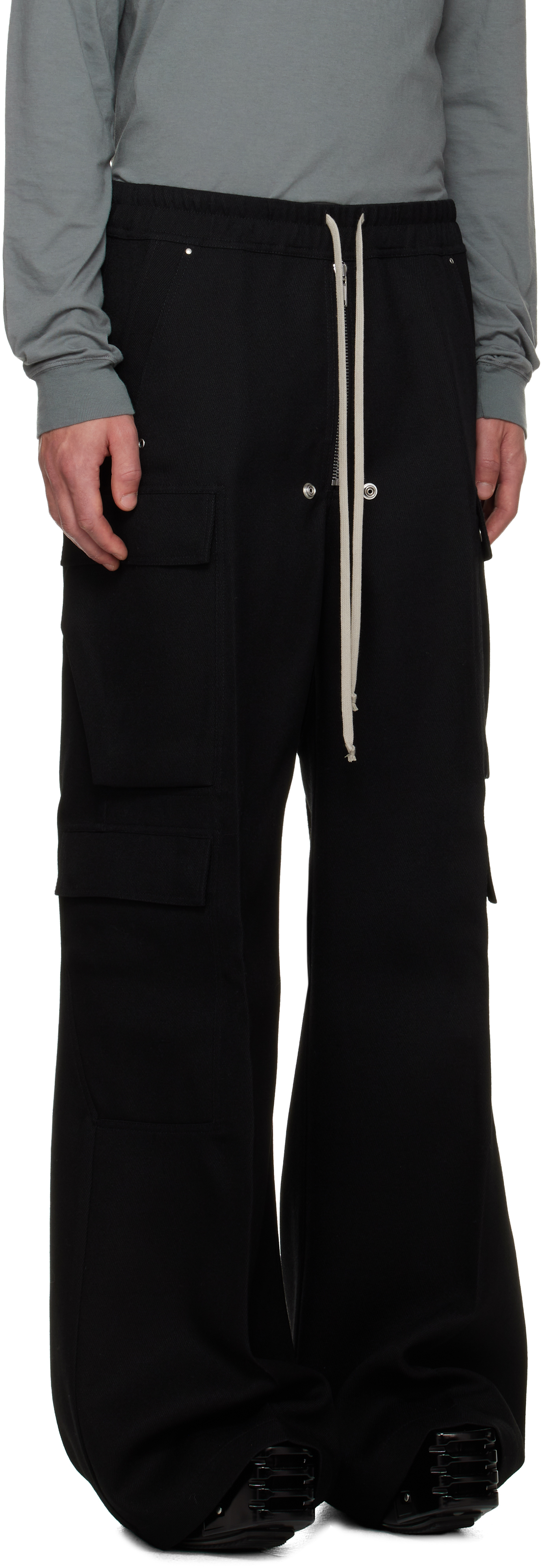 Rick Owens Black Concordians Cargobelas Cargo Pants In Black