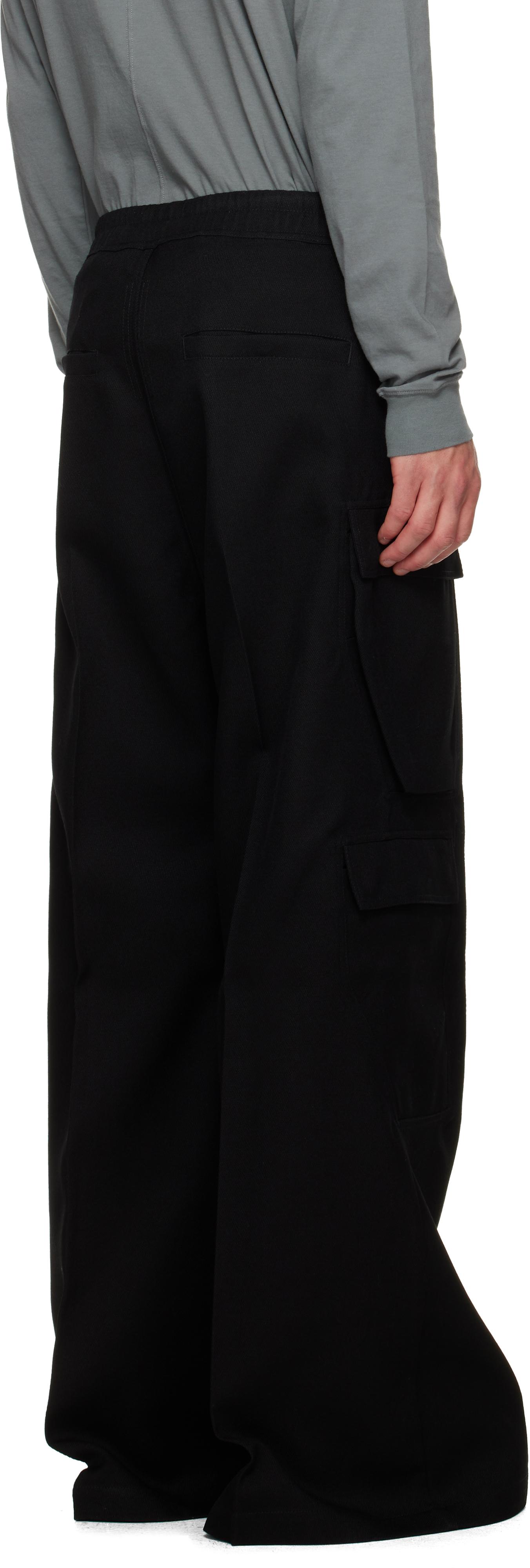 Rick Owens Black Concordians Cargobelas Cargo Pants In Black