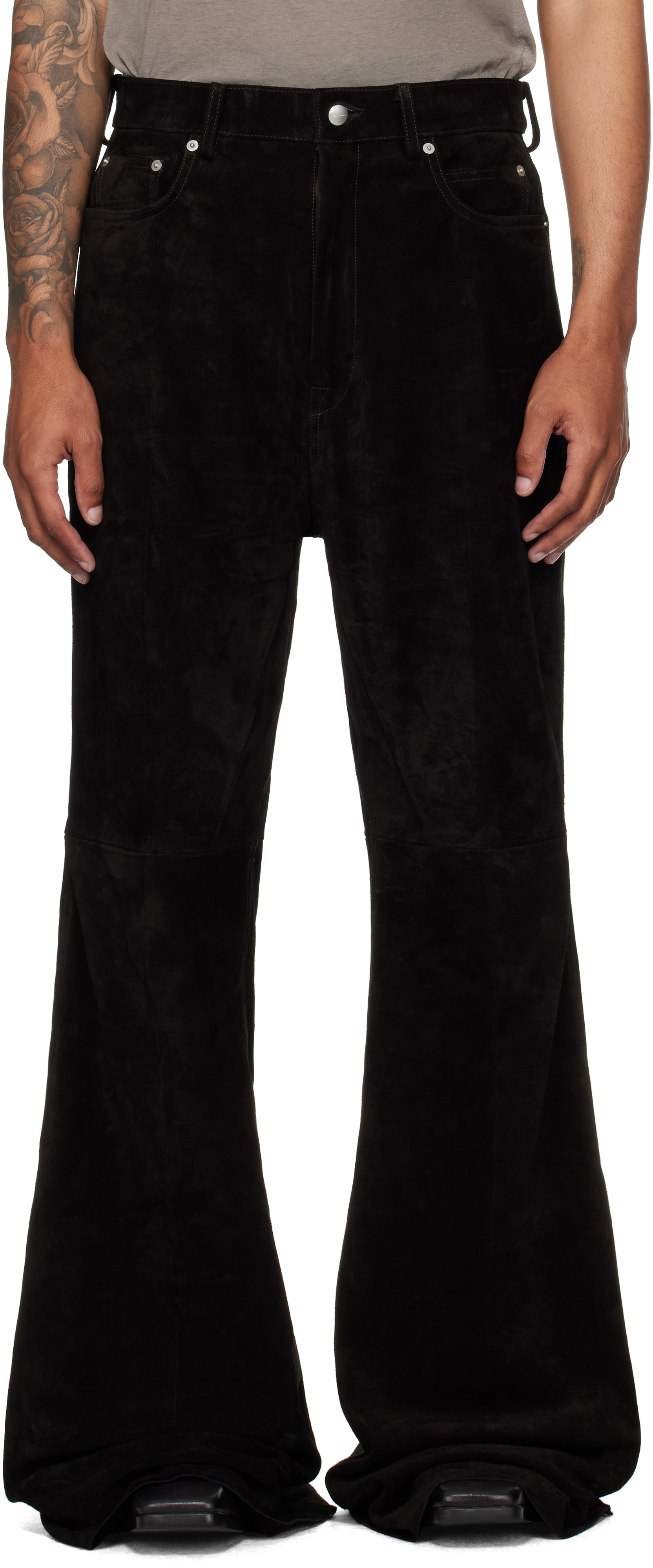 Black Concordians Bolan Bootcut Suede Pants
