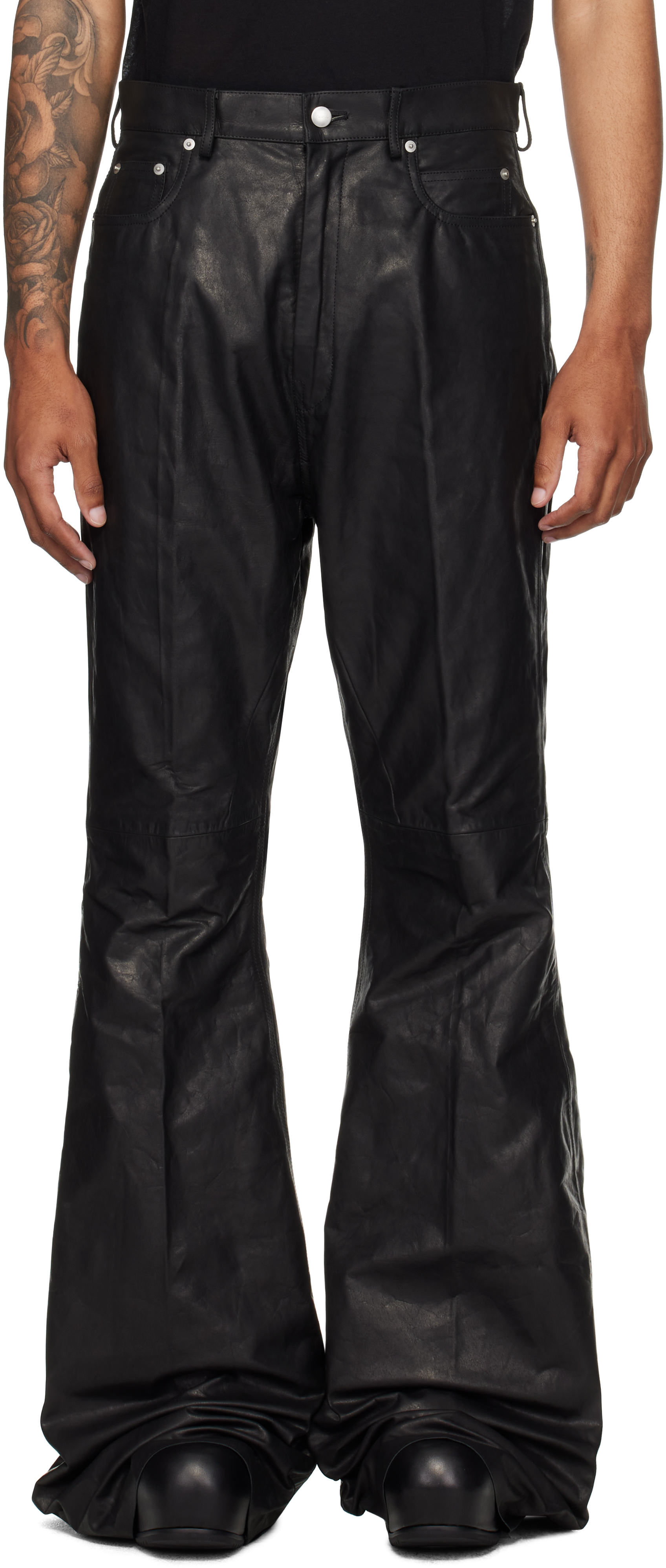 Black Concordians Bolan Bootcut Leather Pants
