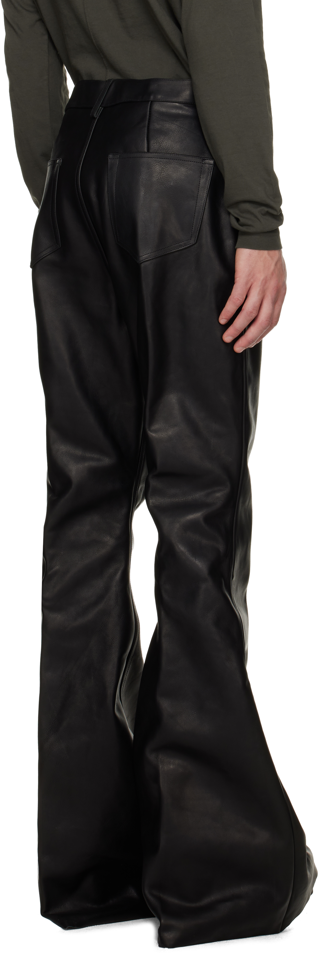 Rick Owens Black Concordians Bolan Leather Pants In Black