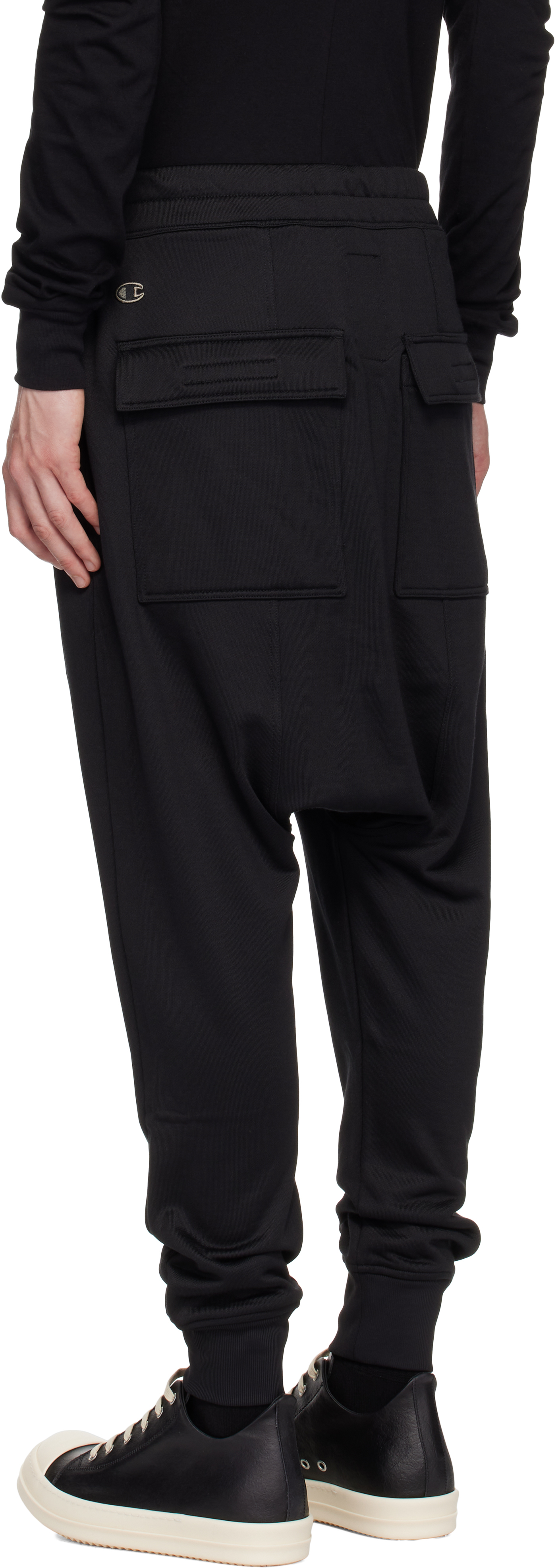 Rick Owens Black Champion Edition Prisoner Drawstring Sweatpants