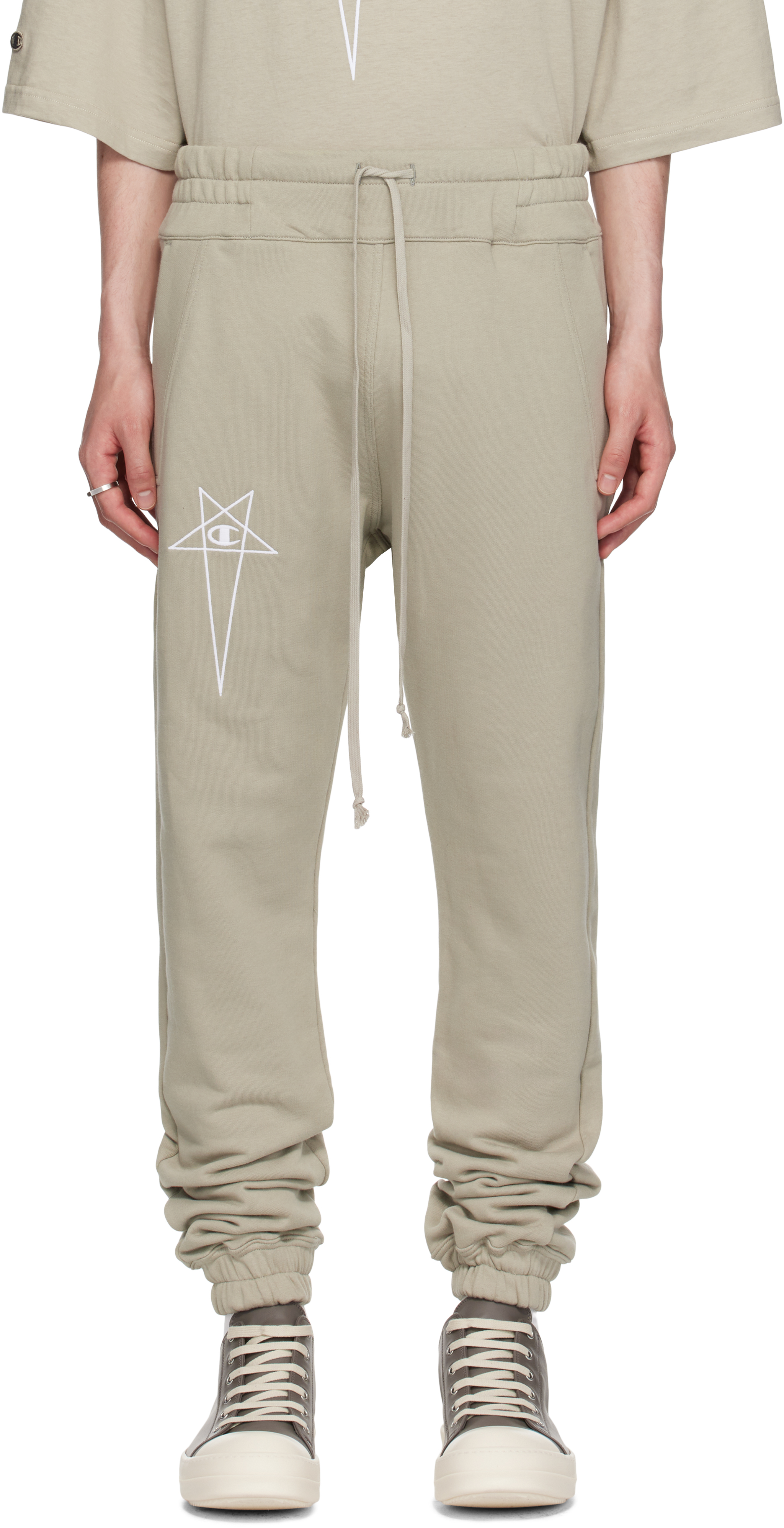 【RICK OWENS】×Champion Joggers スウェットパンツ Rick Owens: オフホワイト Championエディション Joggers