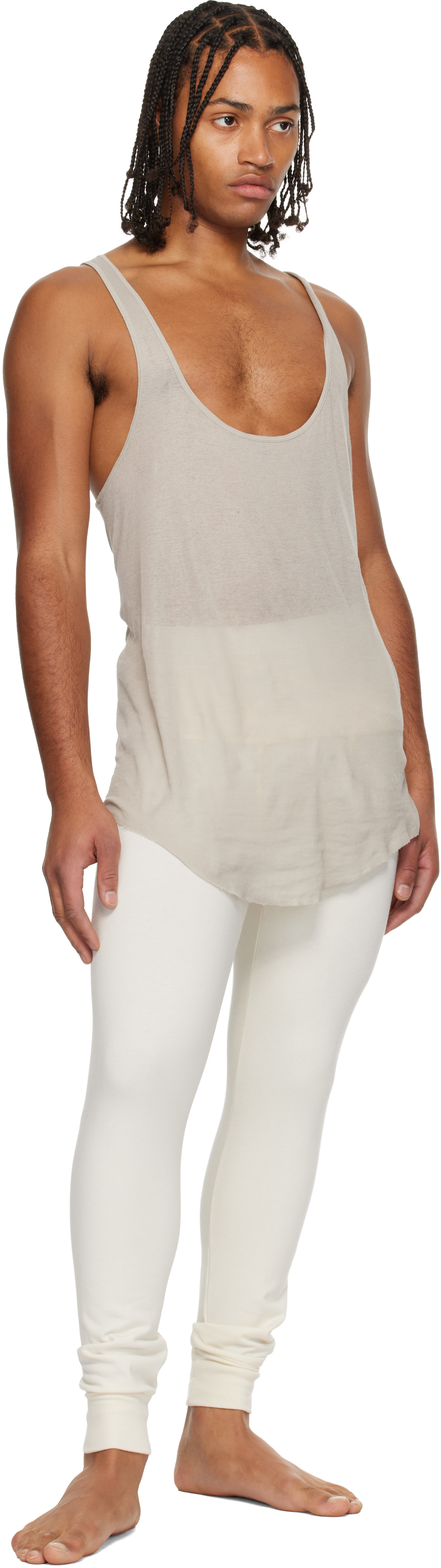 Rick Owens Off-white Concordians Thermal Leggings In White