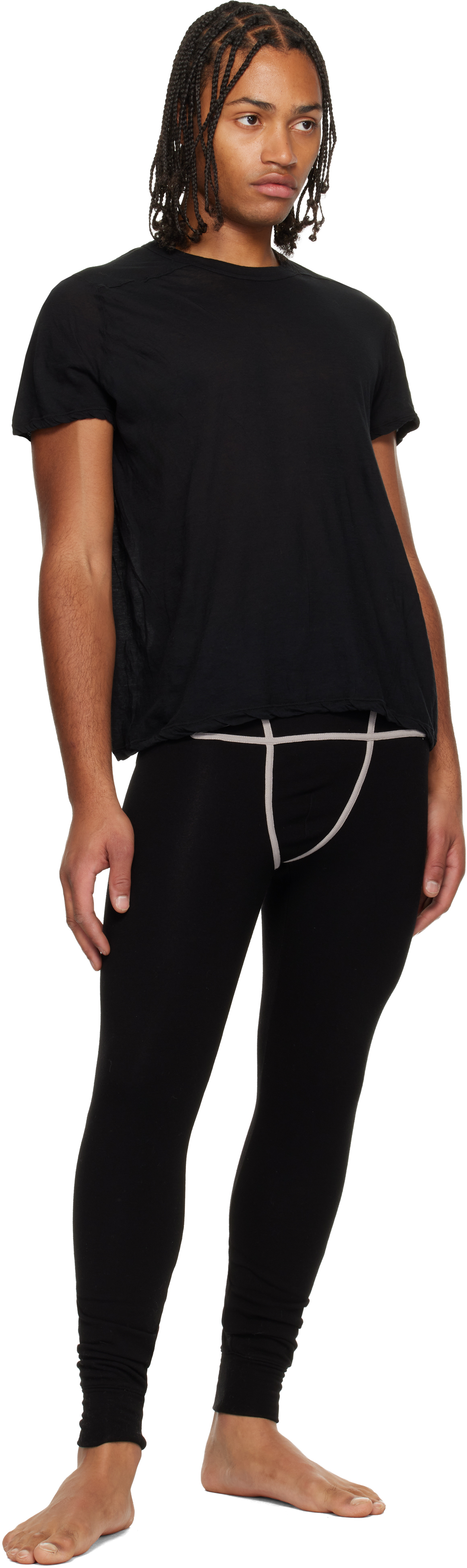 Rick Owens Black Concordians Thermal Leggings In Black