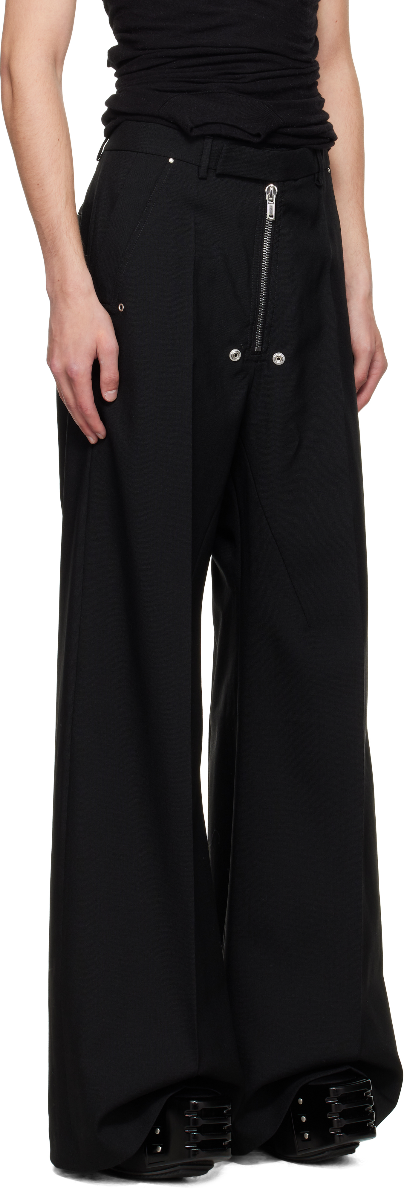 Rick Owens Black Concordians Tailored Wide Bela Trousers In Black